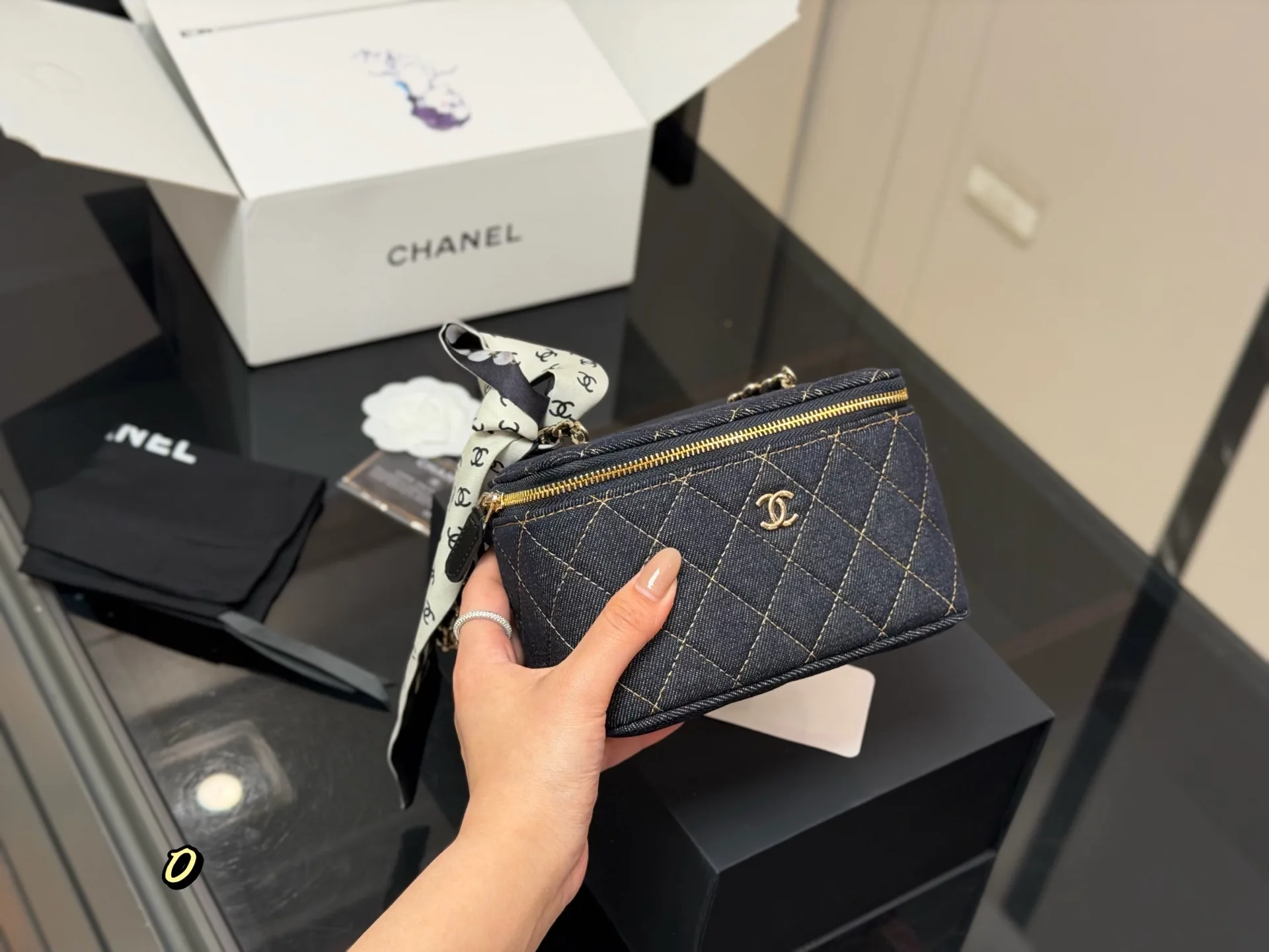 Chanel Quilted Denim Vanity Case D33017922 — view 2