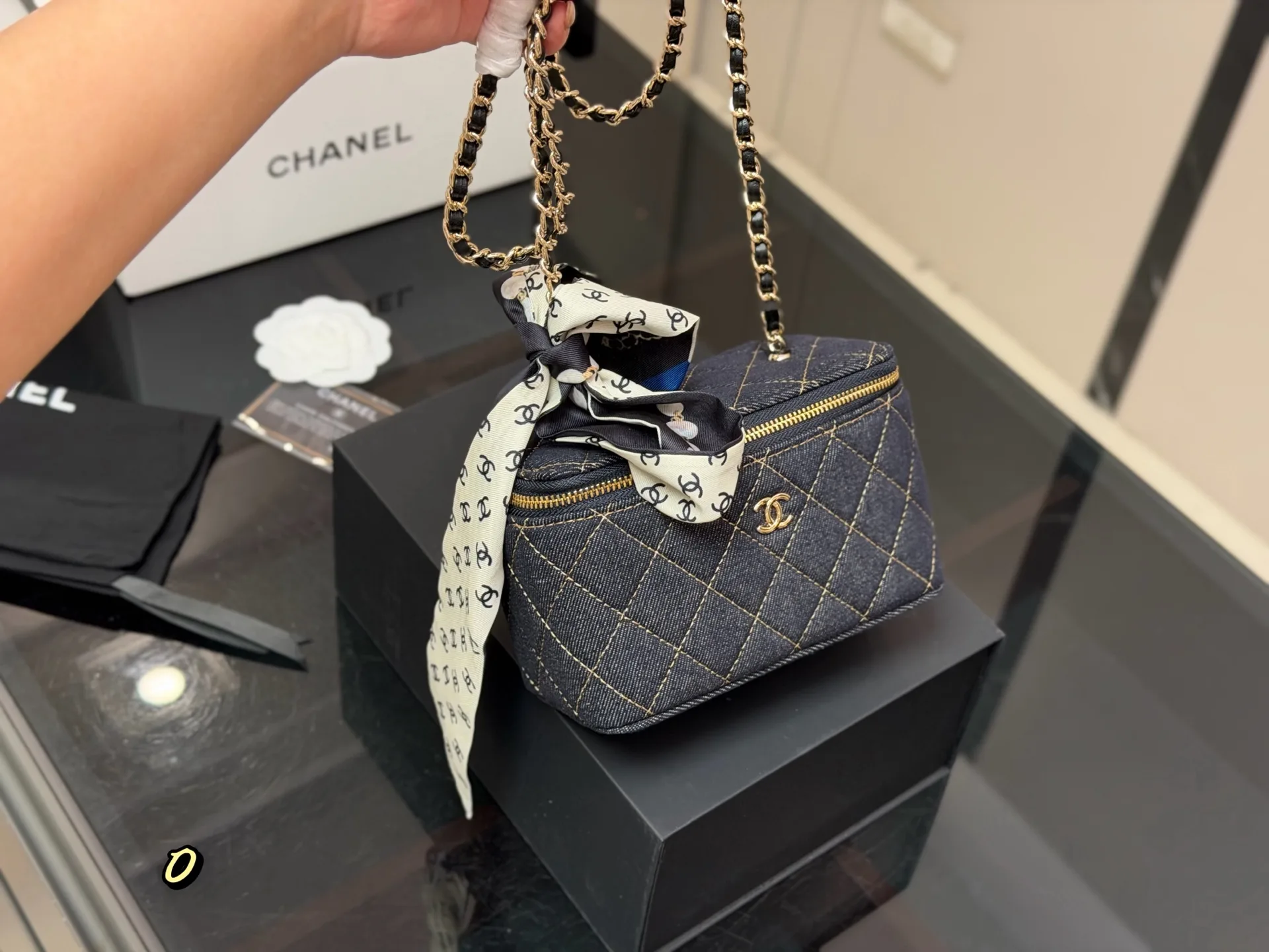Chanel Quilted Denim Vanity Case D33017922 — view 5
