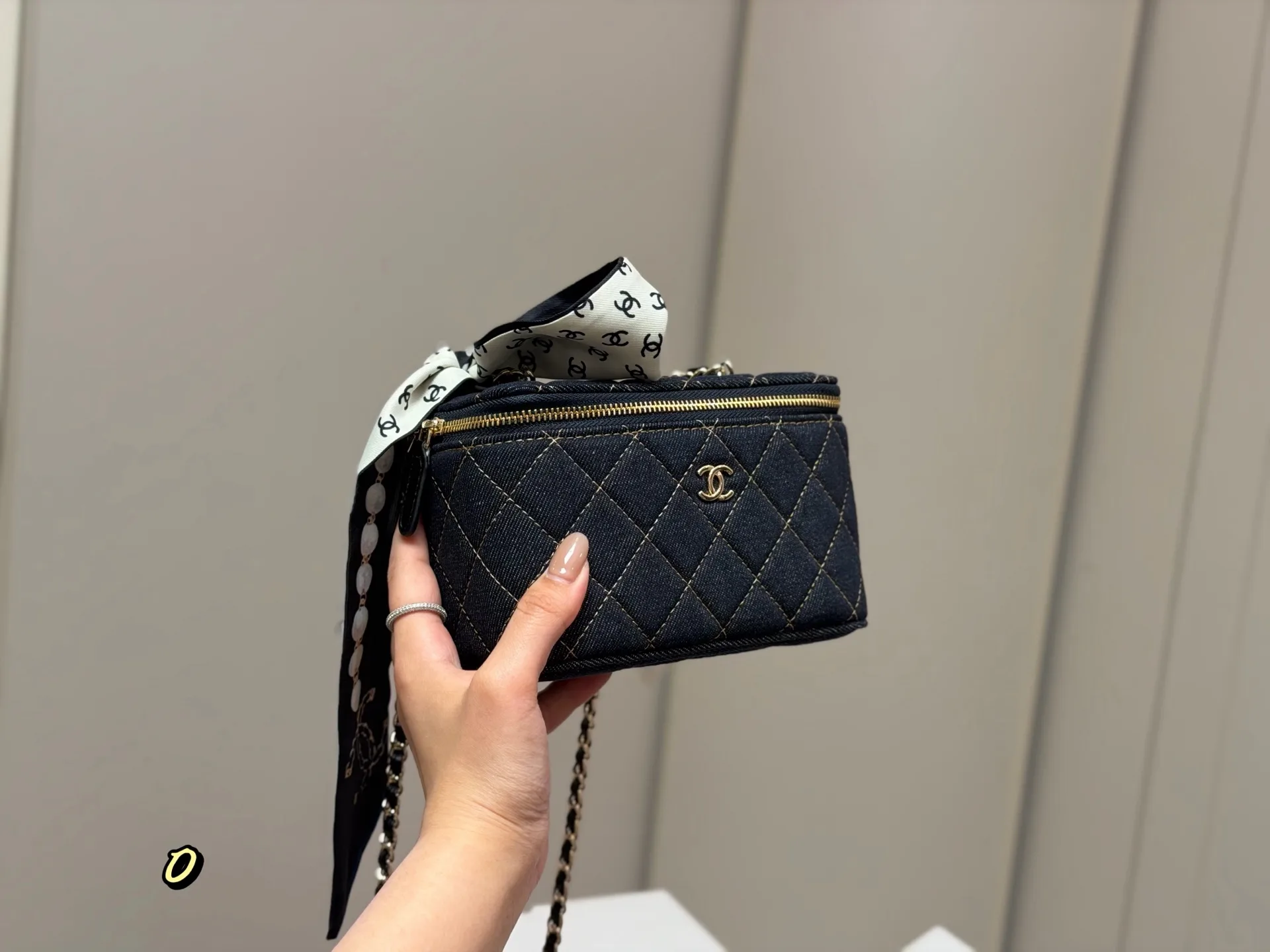 Chanel Quilted Denim Vanity Case D33017922 — view 9