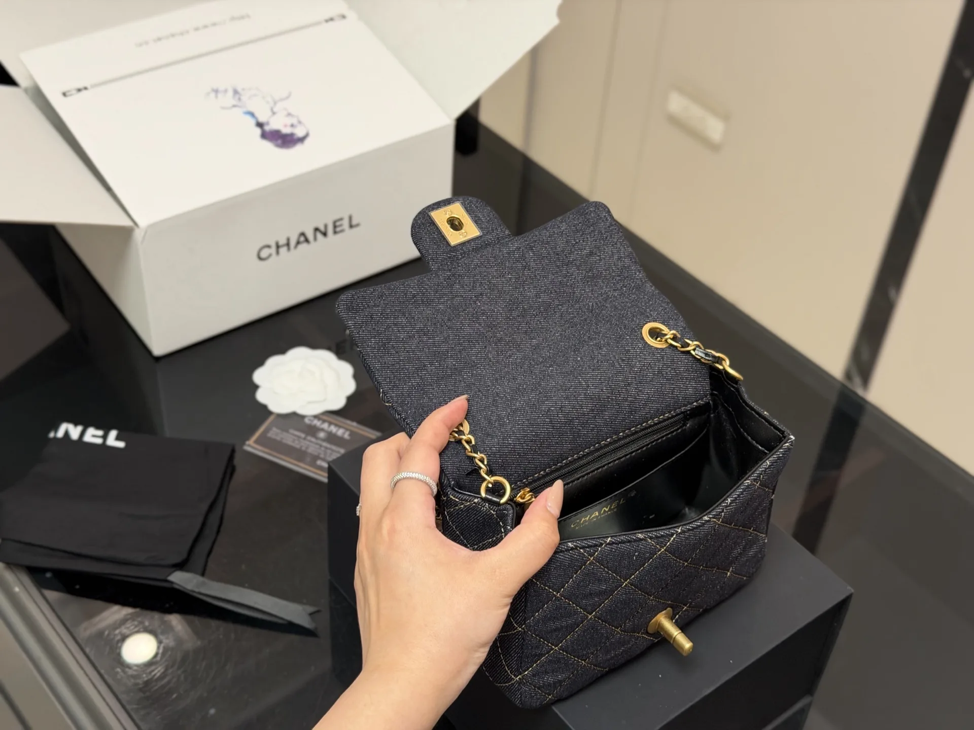 Chanel Quilted Denim Flap Bag D33017921 — view 4