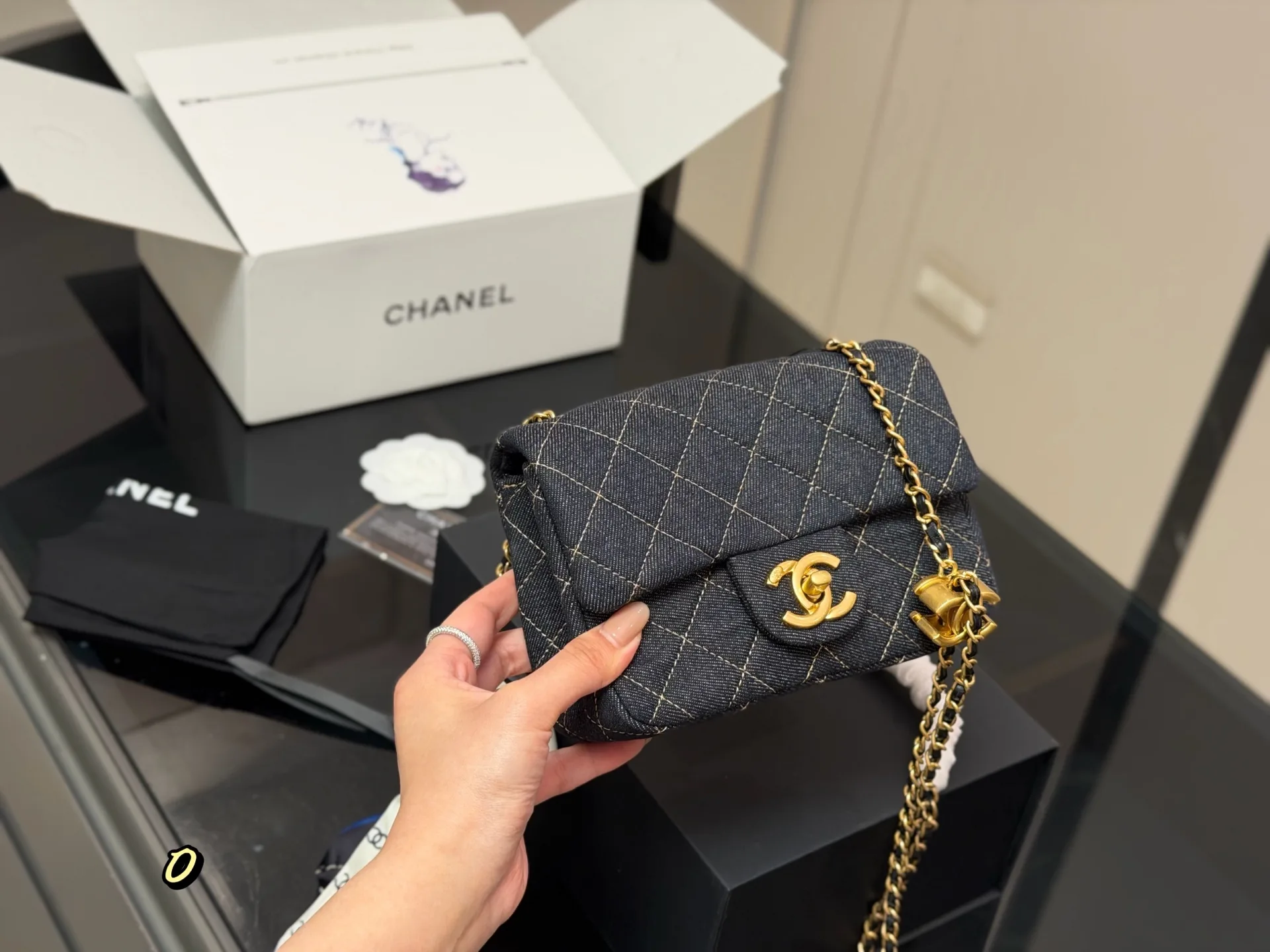 Chanel Quilted Denim Flap Bag D33017921 — view 5