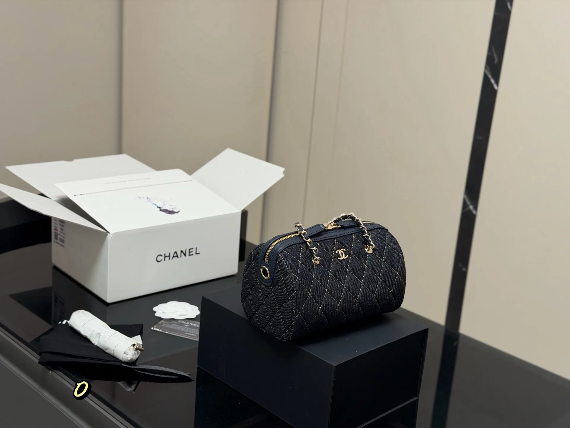 Chanel 25P Denim Bowling Bag D33017916