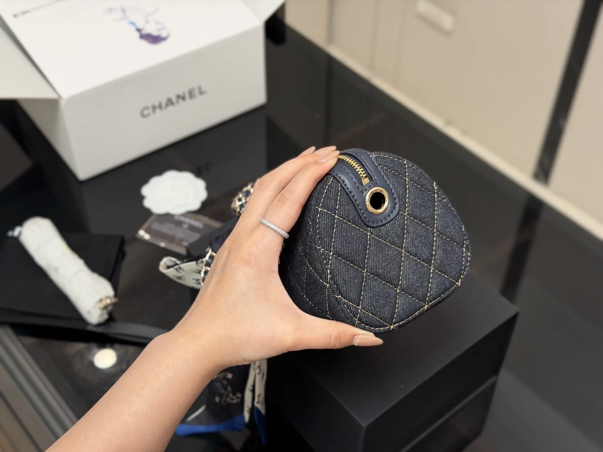 Chanel 25P Denim Bowling Bag D33017916 — view 6