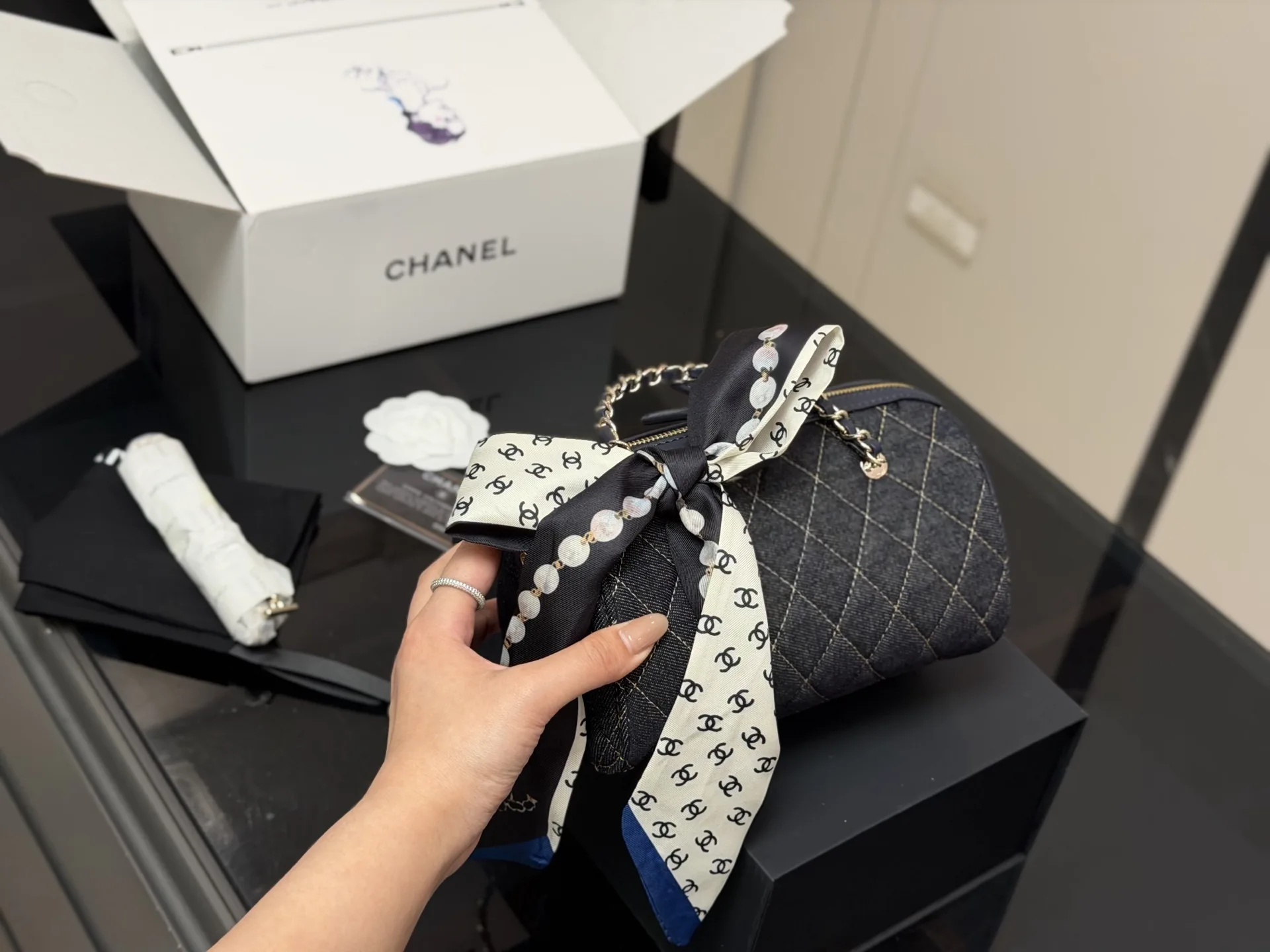 Chanel 25P Denim Bowling Bag D33017916 — view 7