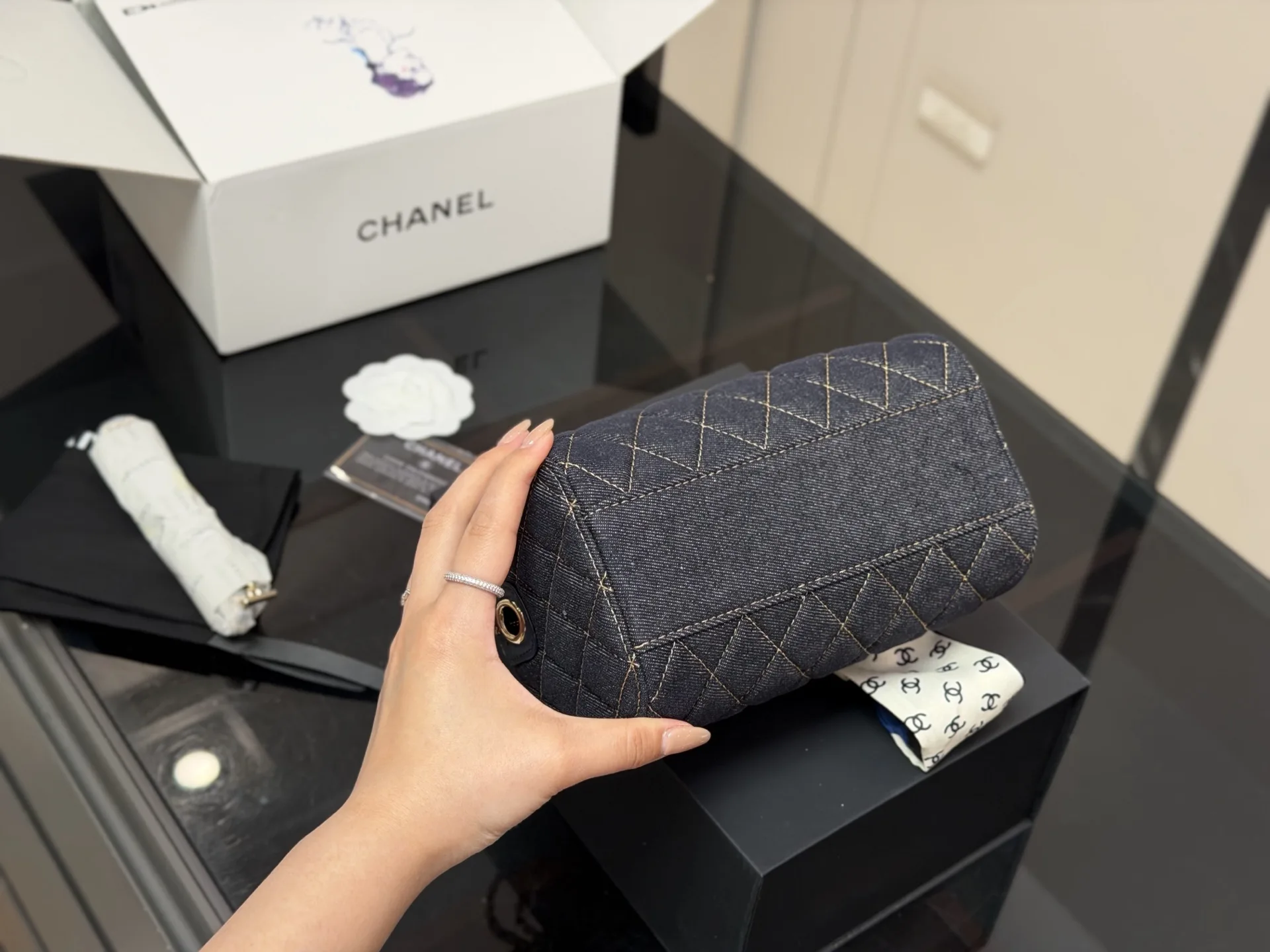 Chanel 25P Denim Bowling Bag D33017916 — view 8