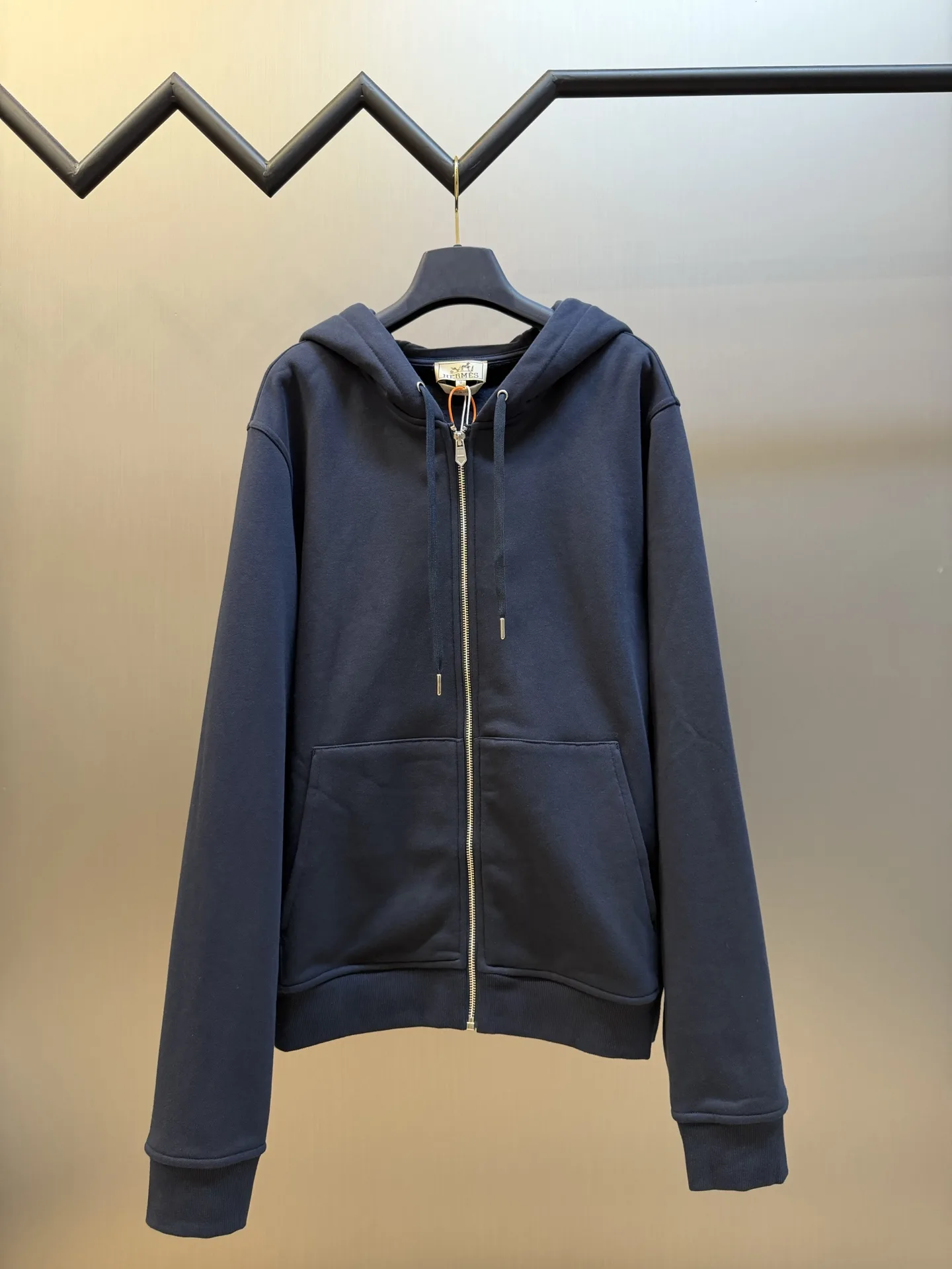 Embroidered Equestrian Motif Zip-Up Hoodie D33519151