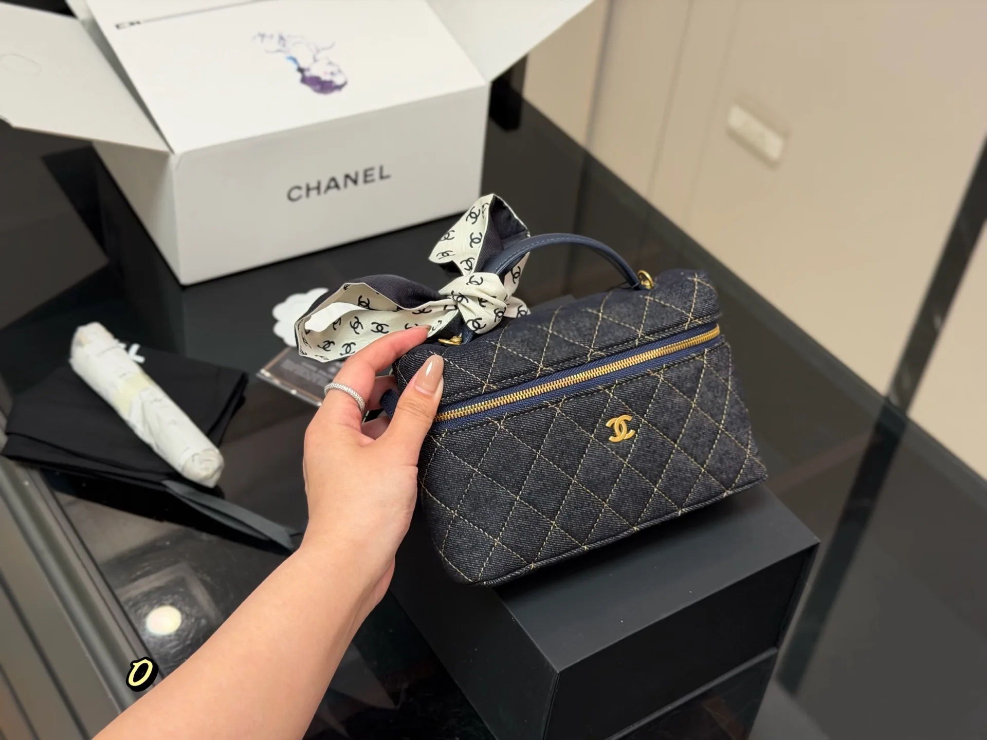 Chanel Quilted Denim Vanity Case Bag D34017919