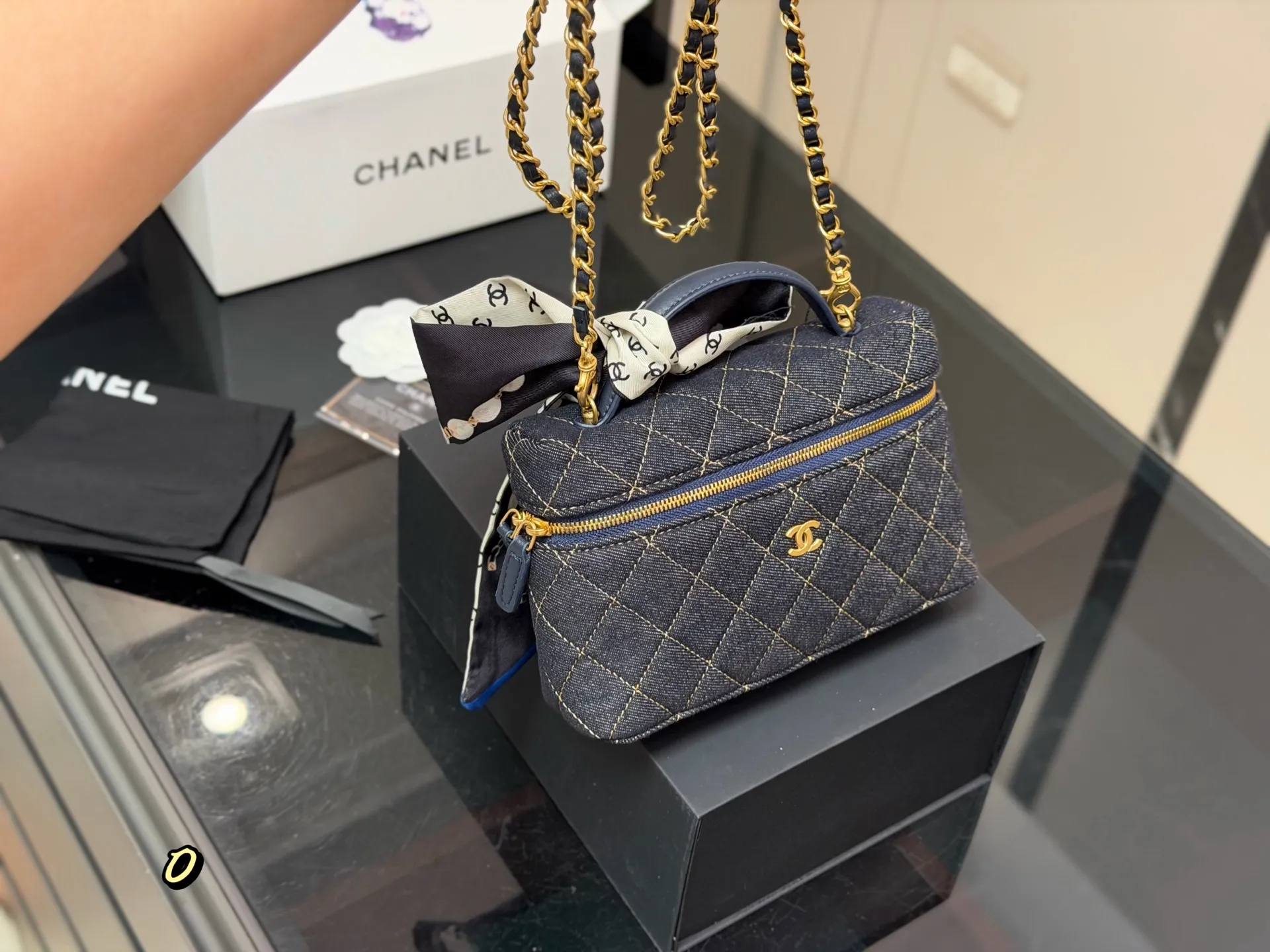 Chanel Quilted Denim Vanity Case Bag D34017919 — view 2