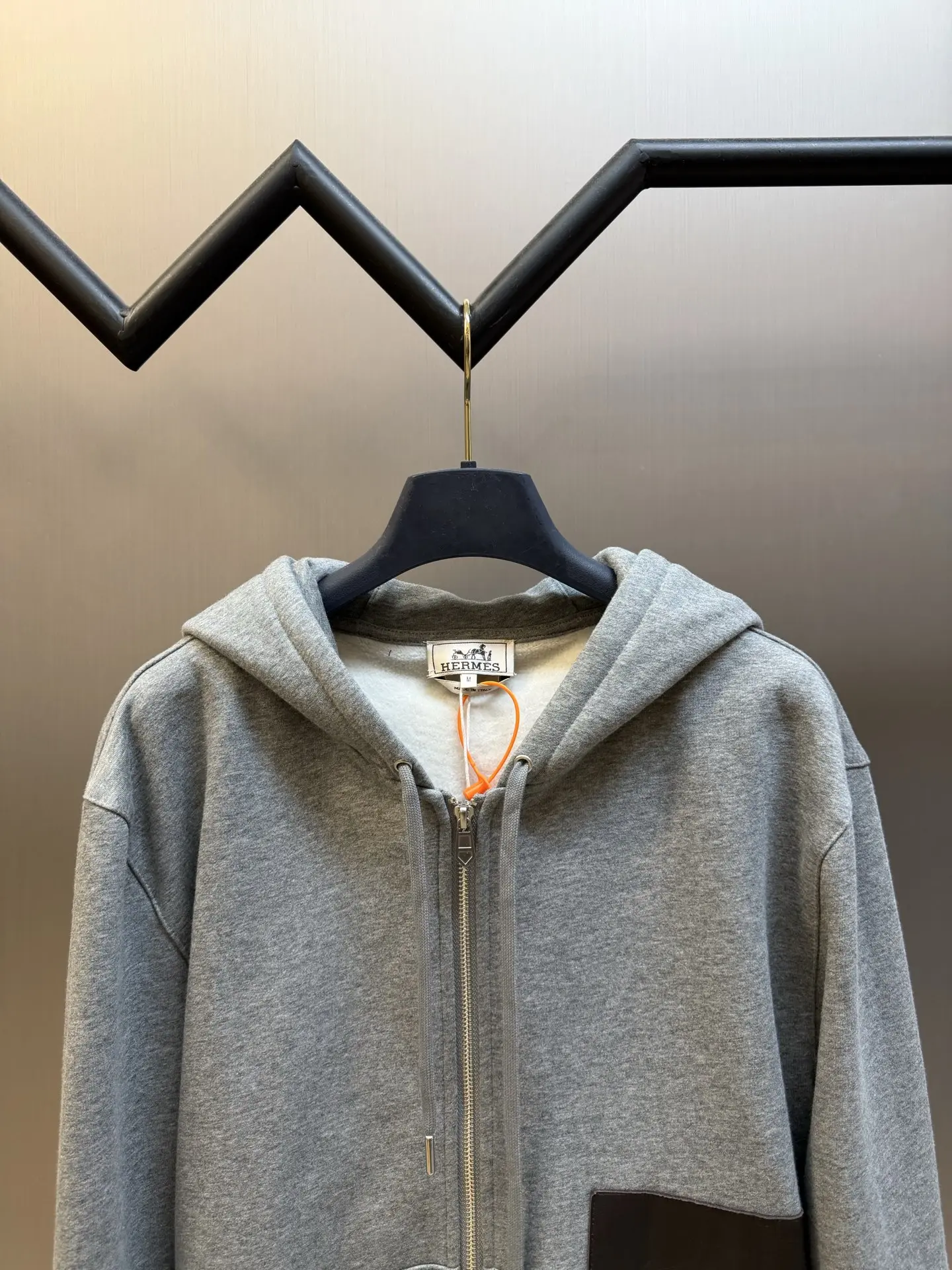 Leather-Trimmed Embroidered Zip-Up Hoodie D34519153 — view 2