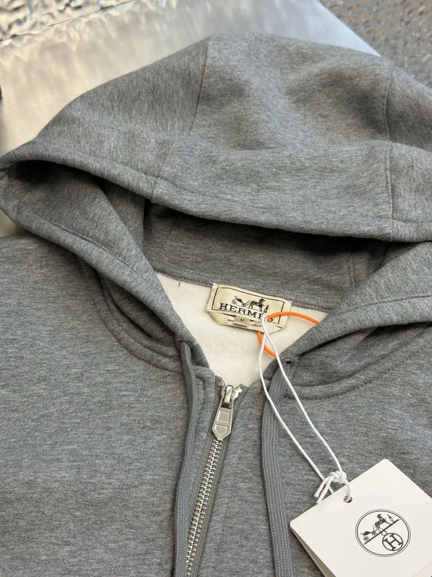 Leather-Trimmed Embroidered Zip-Up Hoodie D34519153 — view 5