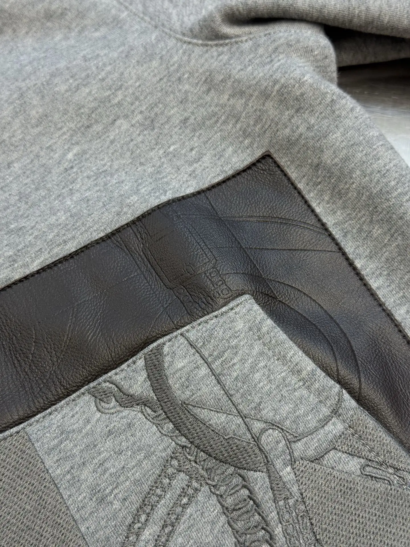 Leather-Trimmed Embroidered Zip-Up Hoodie D34519153 — view 7