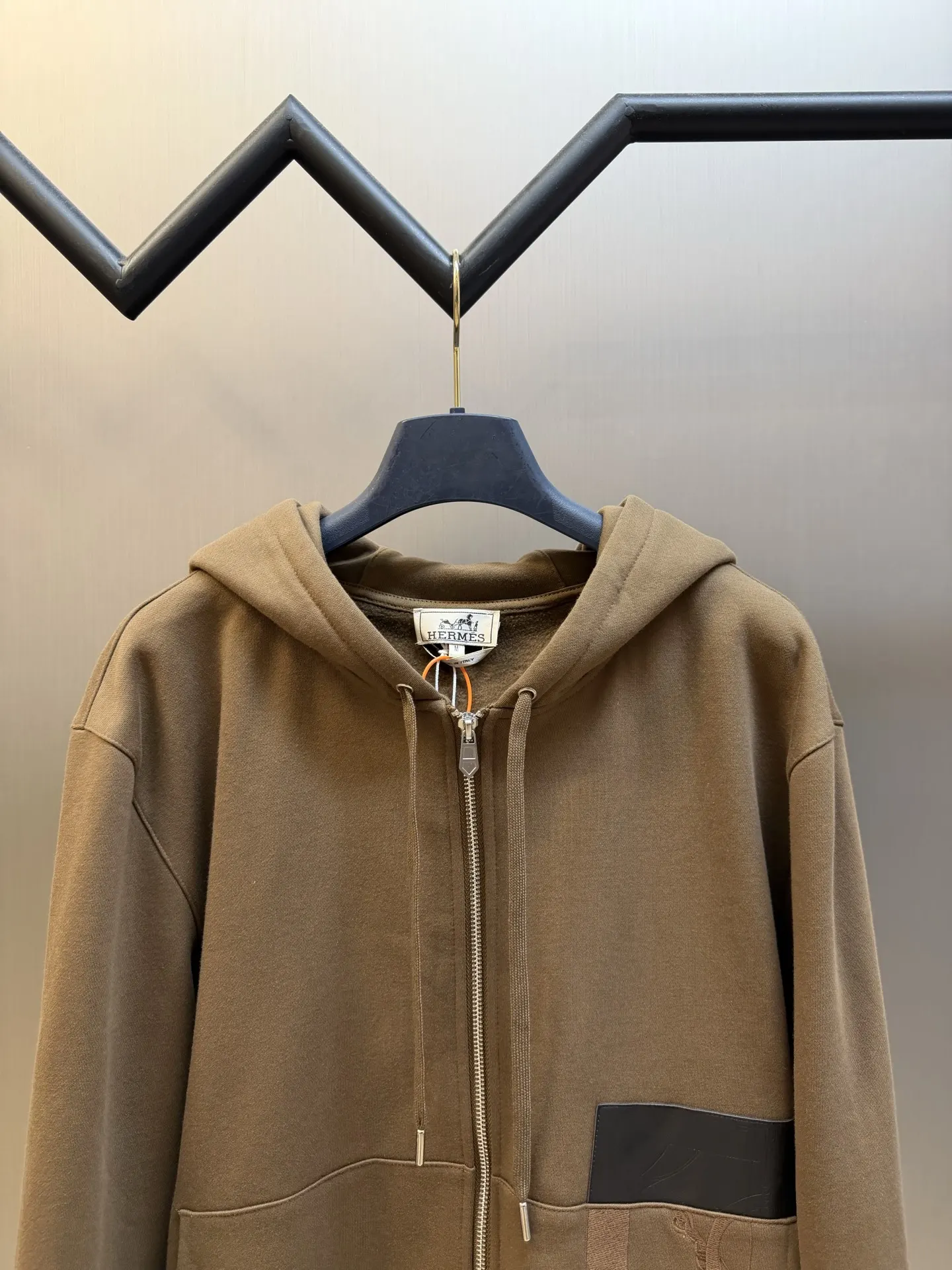 Embroidered Leather-Trim Zip-Up Hoodie D34519152 — view 2