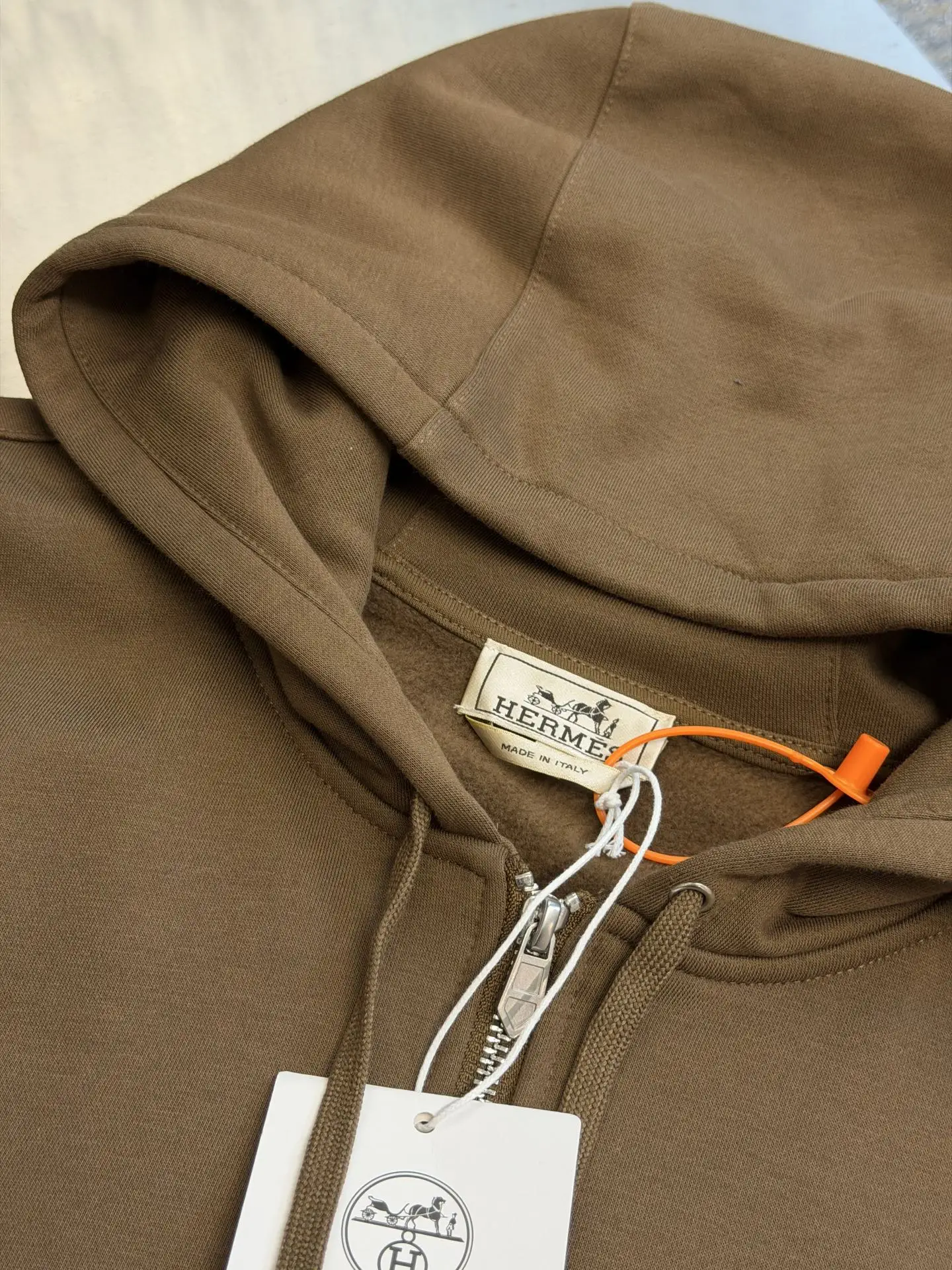 Embroidered Leather-Trim Zip-Up Hoodie D34519152 — view 5