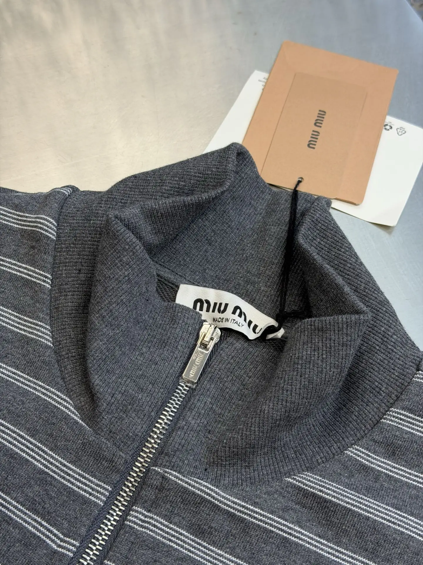 Striped Cotton-Blend Zip-Up Track Jacket D34519149 — view 6