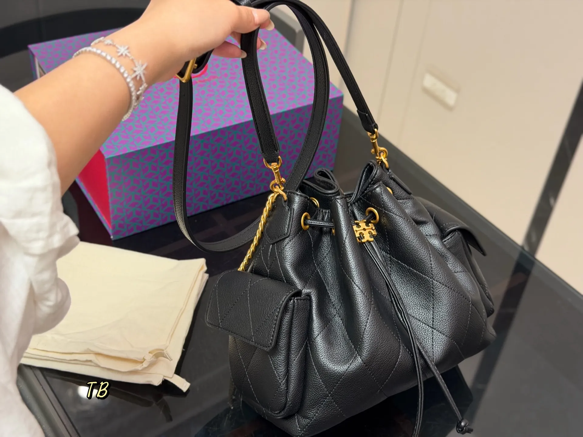 Romy Quilted Leather Bucket Bag D35518290 — view 6