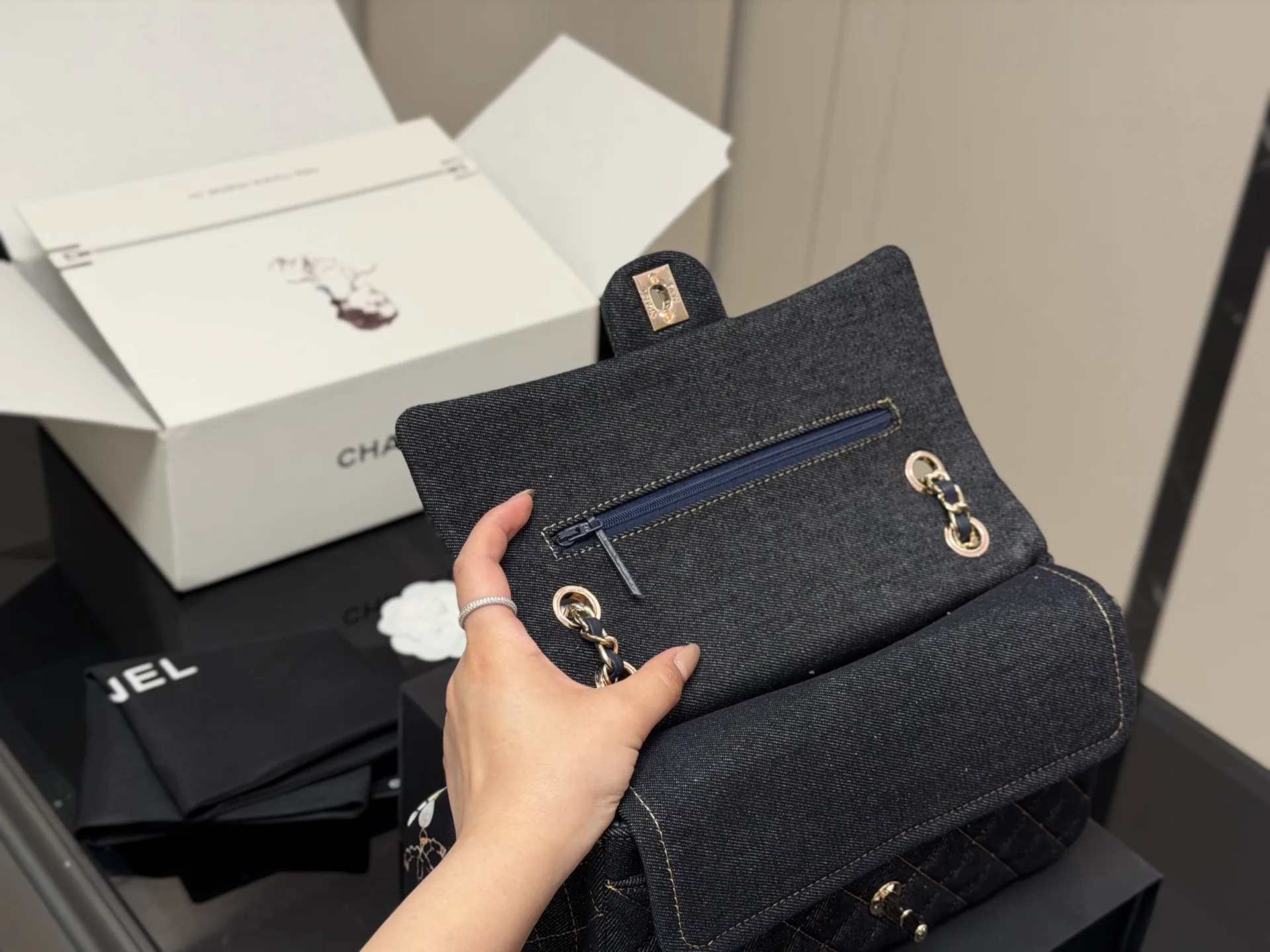 Chanel CF Quilted Denim Shoulder Bag D36017915 — view 3