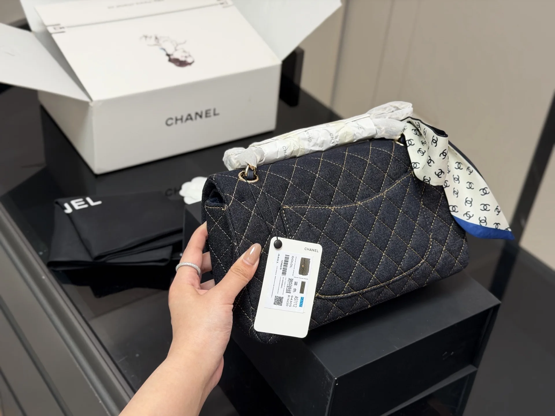 Chanel CF Quilted Denim Shoulder Bag D36017915 — view 6