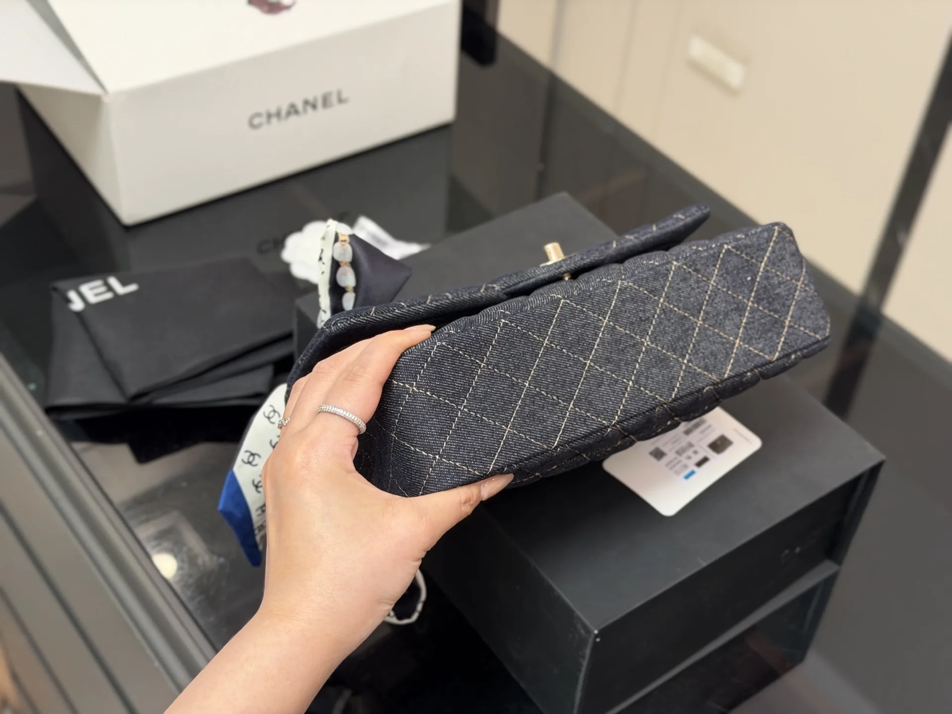 Chanel CF Quilted Denim Shoulder Bag D36017915 — view 7