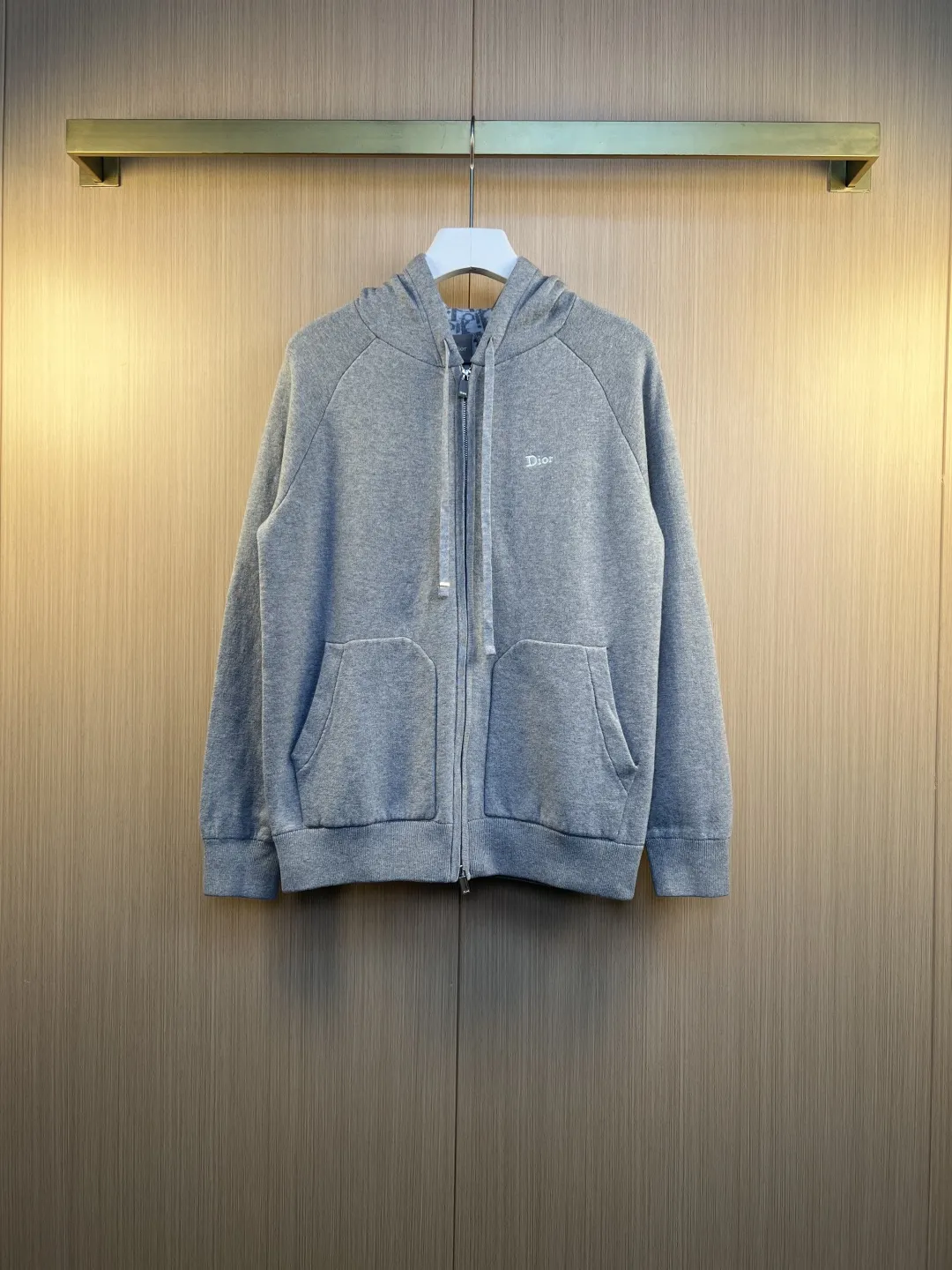 Logo-Embroidered Wool-Blend Zip-Up Hoodie D37019247