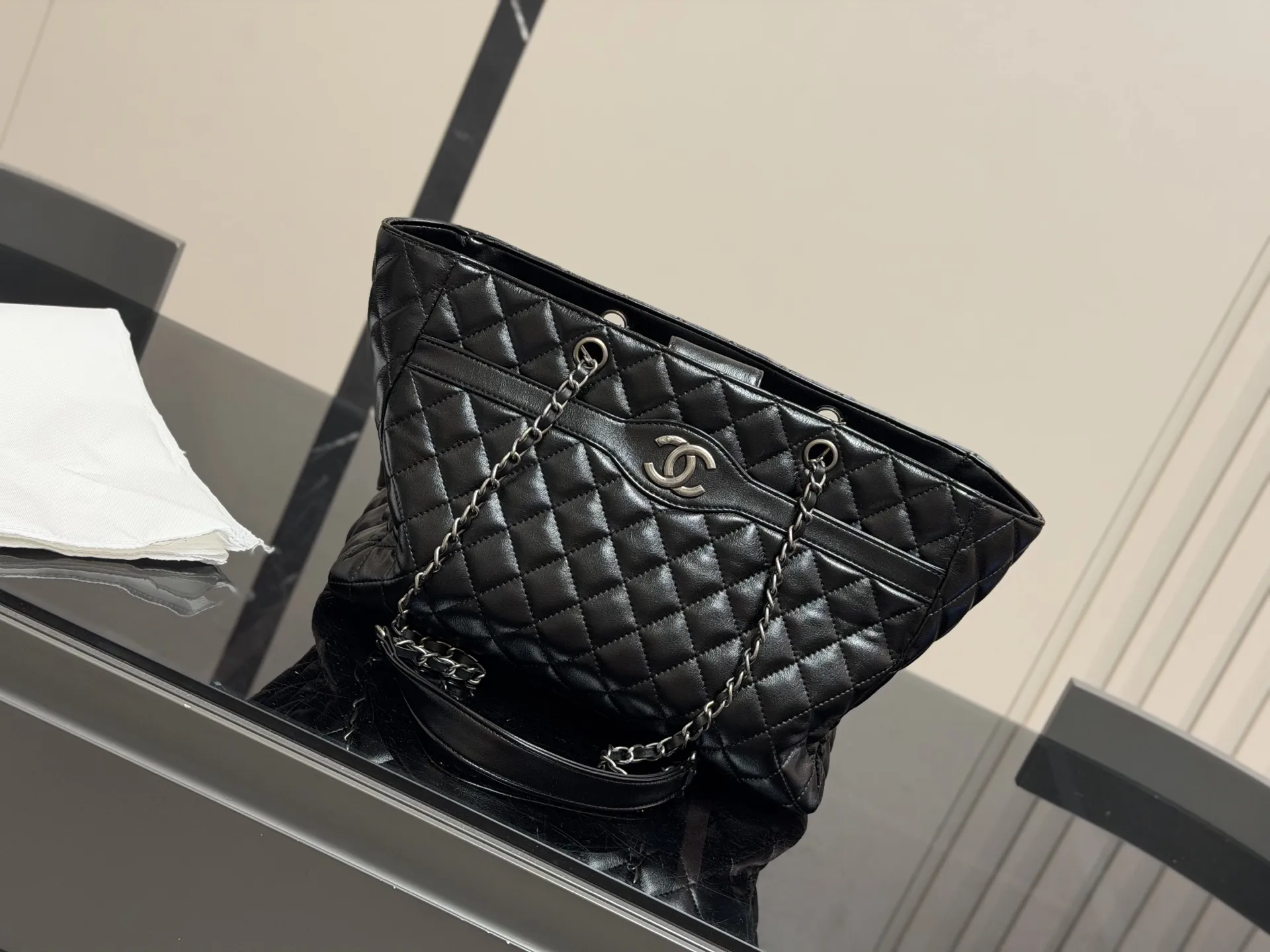 Chanel Quilted Chain Tote Bag D37017981 — view 9