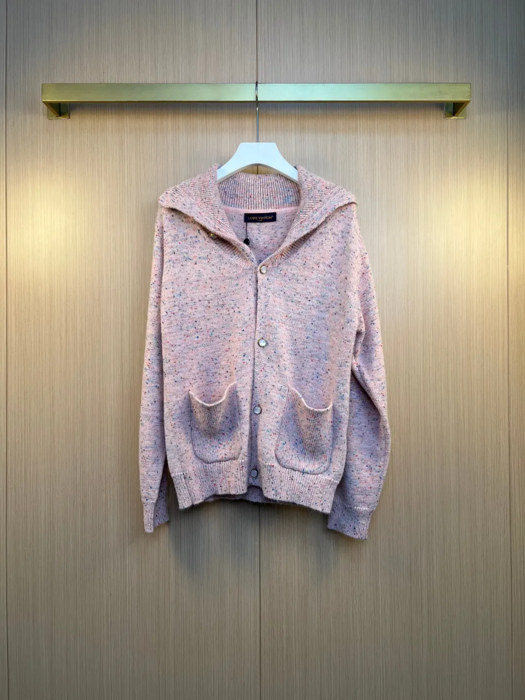 Speckled Wool Knit Cardigan with Pearl Buttons D37019254