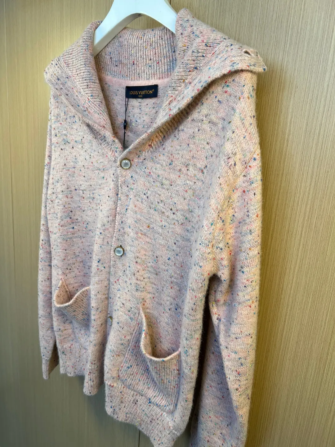 Speckled Wool Knit Cardigan with Pearl Buttons D37019254 — view 4