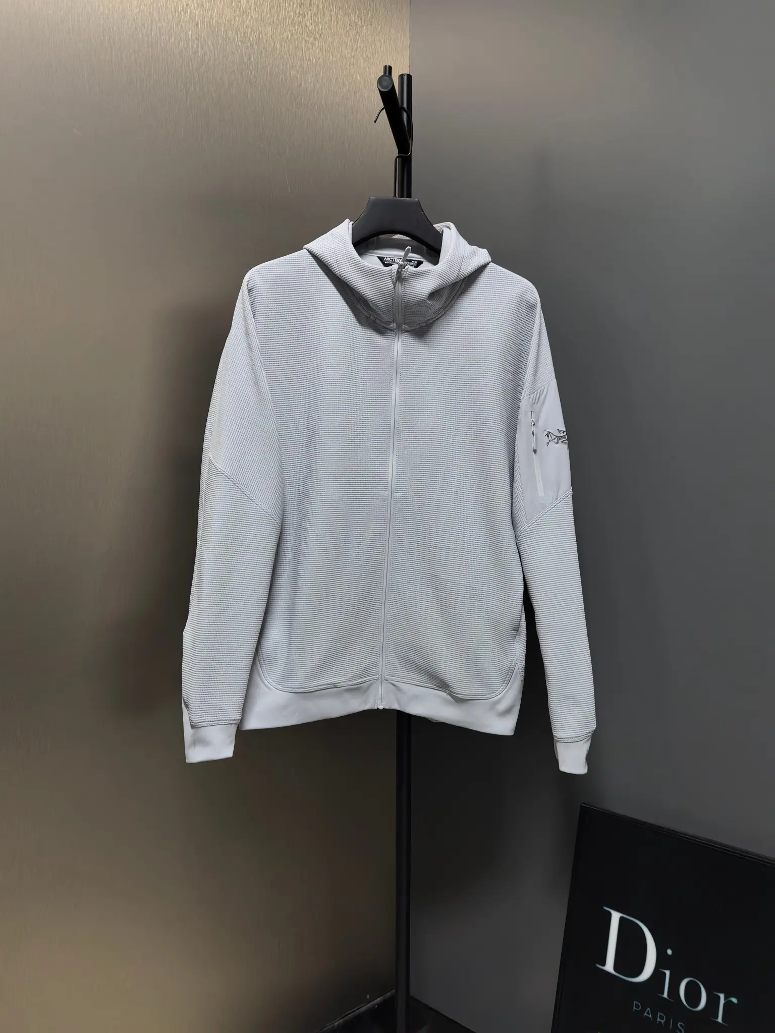 Waffle-Knit Zip-Up Hooded Jacket D38020828
