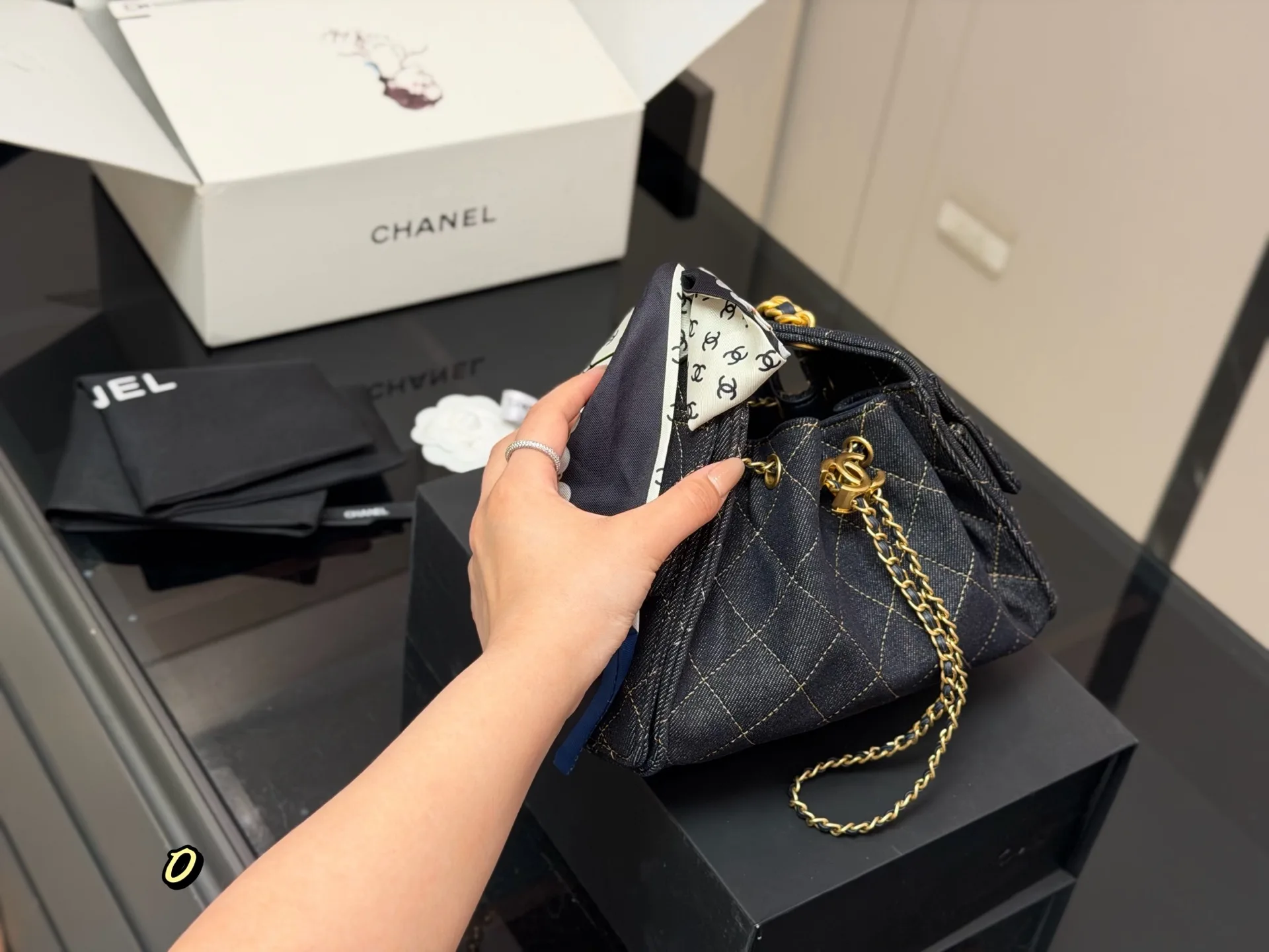 Chanel Quilted Denim Bucket Bag D38017914 — view 5