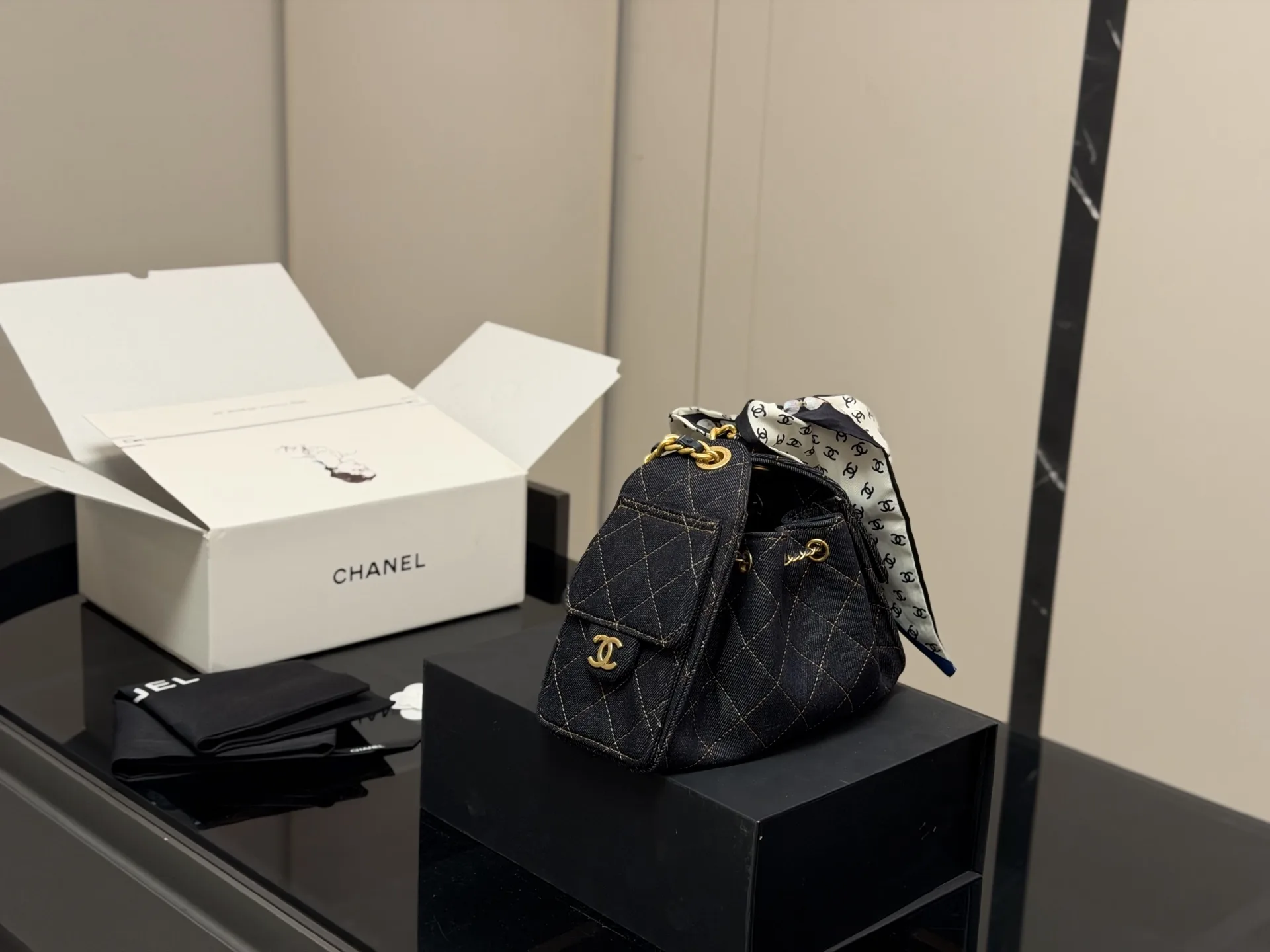 Chanel Quilted Denim Bucket Bag D38017914 — view 8