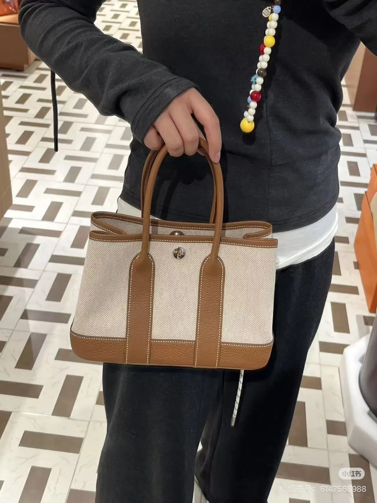 Garden Party Mini Canvas & Leather Tote D39018340 — view 9