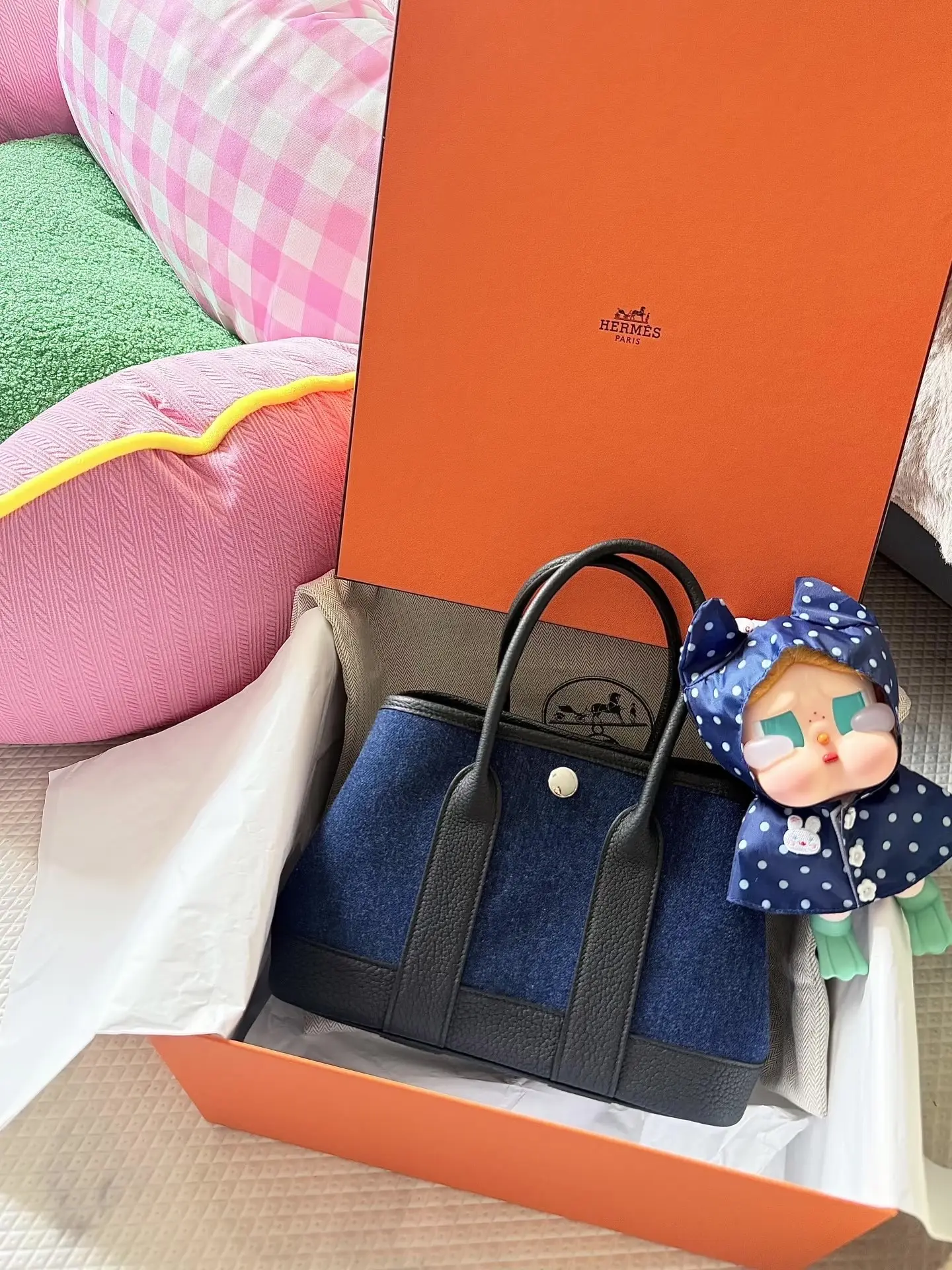 Denim and Leather Garden Party Mini Bag D39018334 — view 3