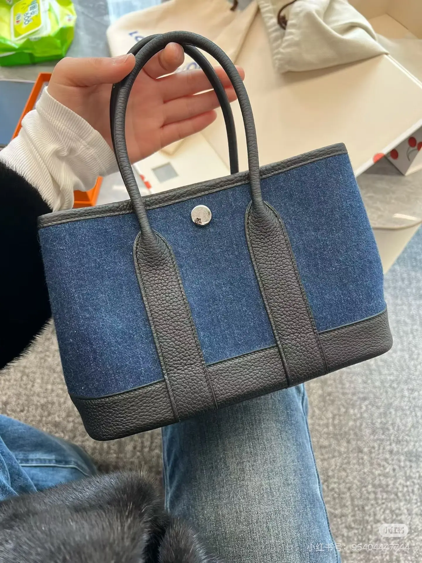 Denim and Leather Garden Party Mini Bag D39018334 — view 9