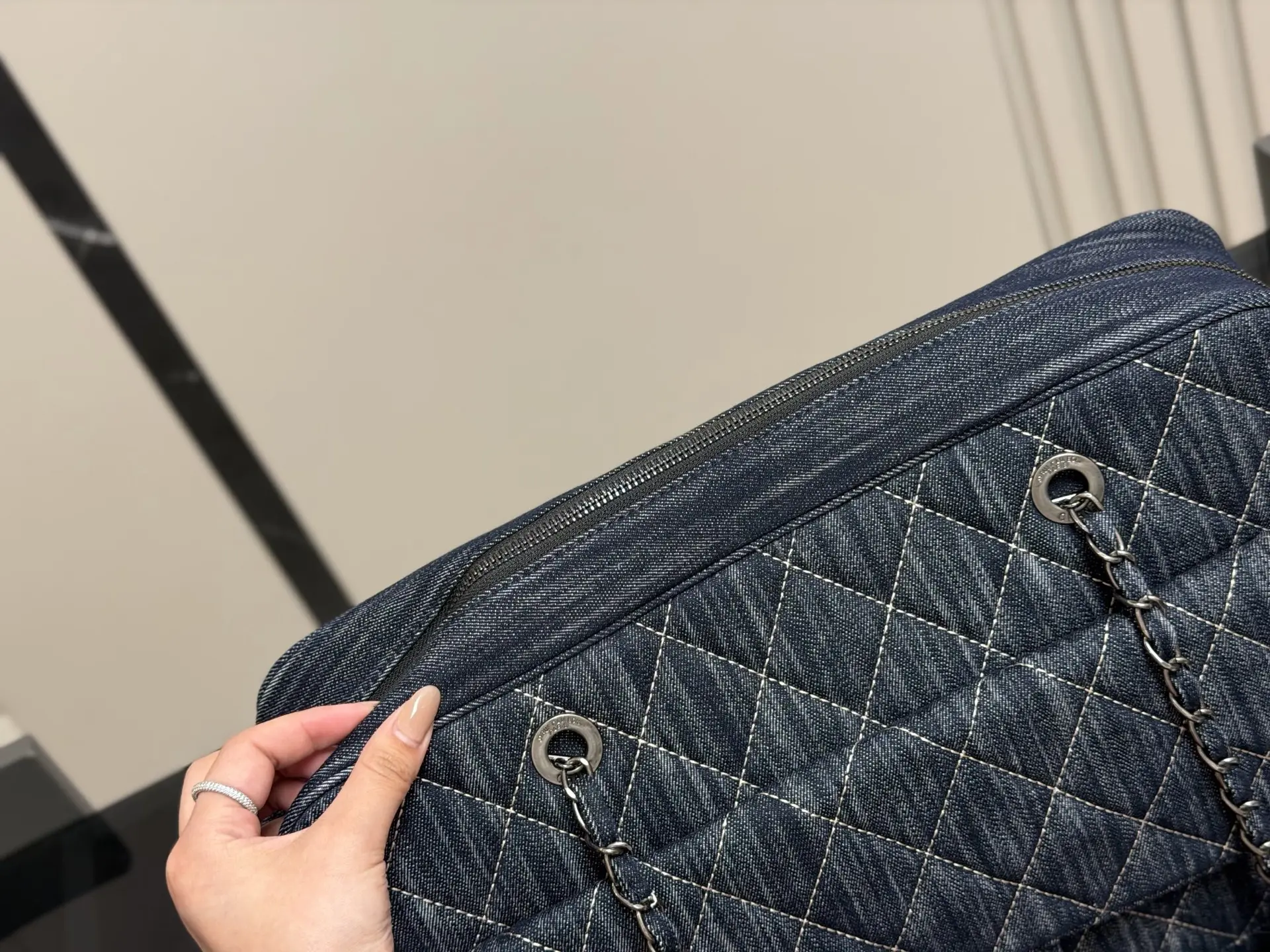 Chanel Quilted Denim Bowling Bag D39017982 — view 3