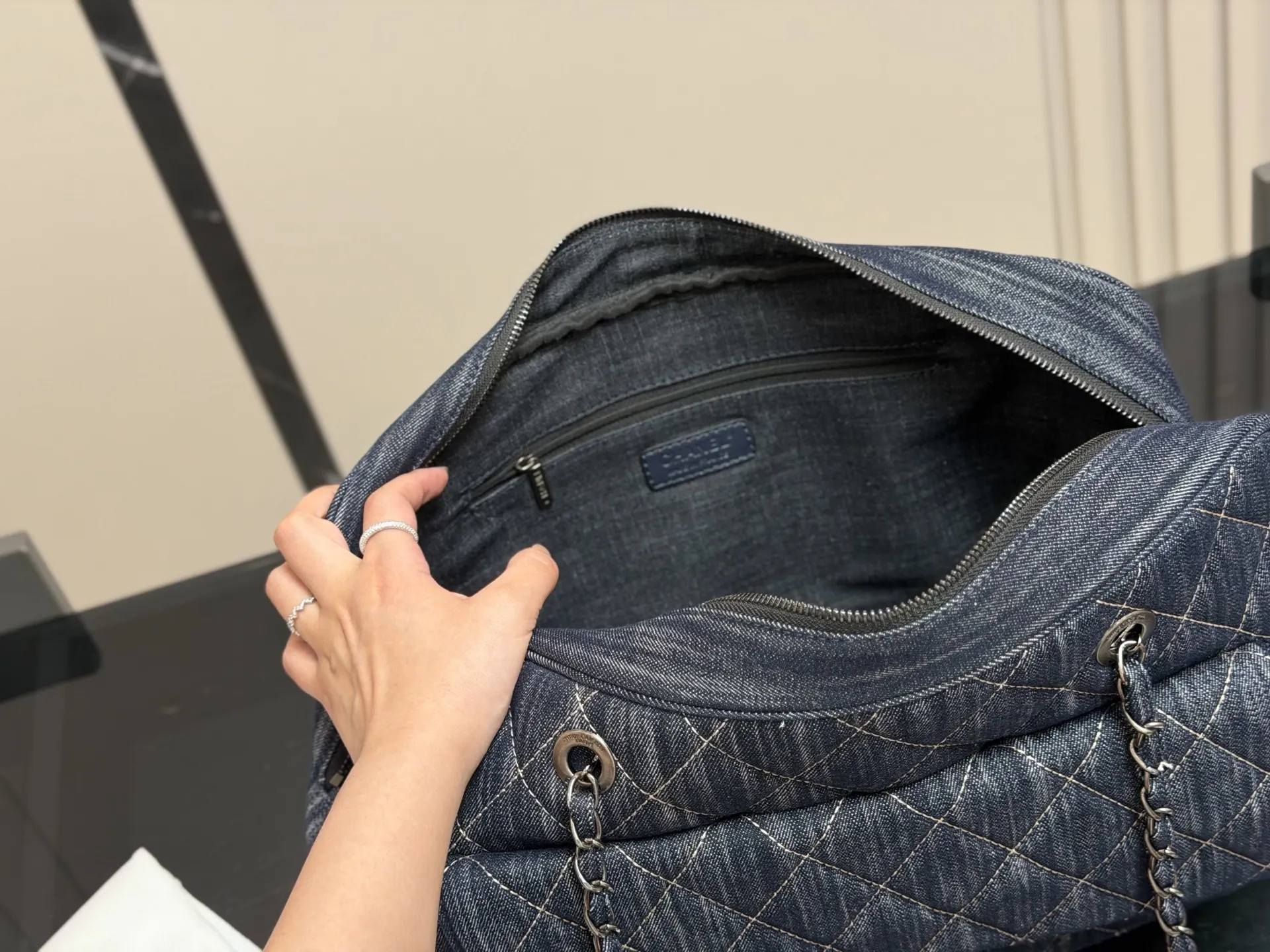 Chanel Quilted Denim Bowling Bag D39017982 — view 4