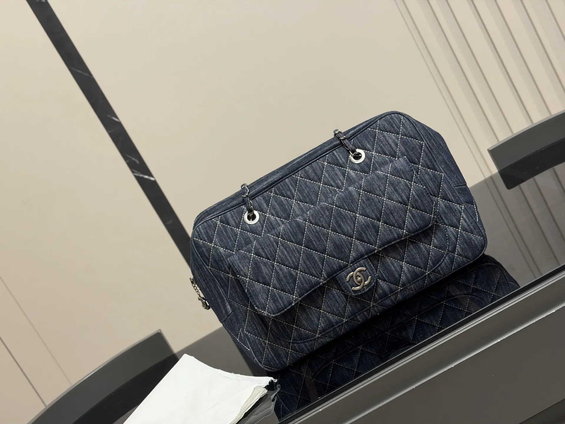 Chanel Quilted Denim Bowling Bag D39017982 — view 5