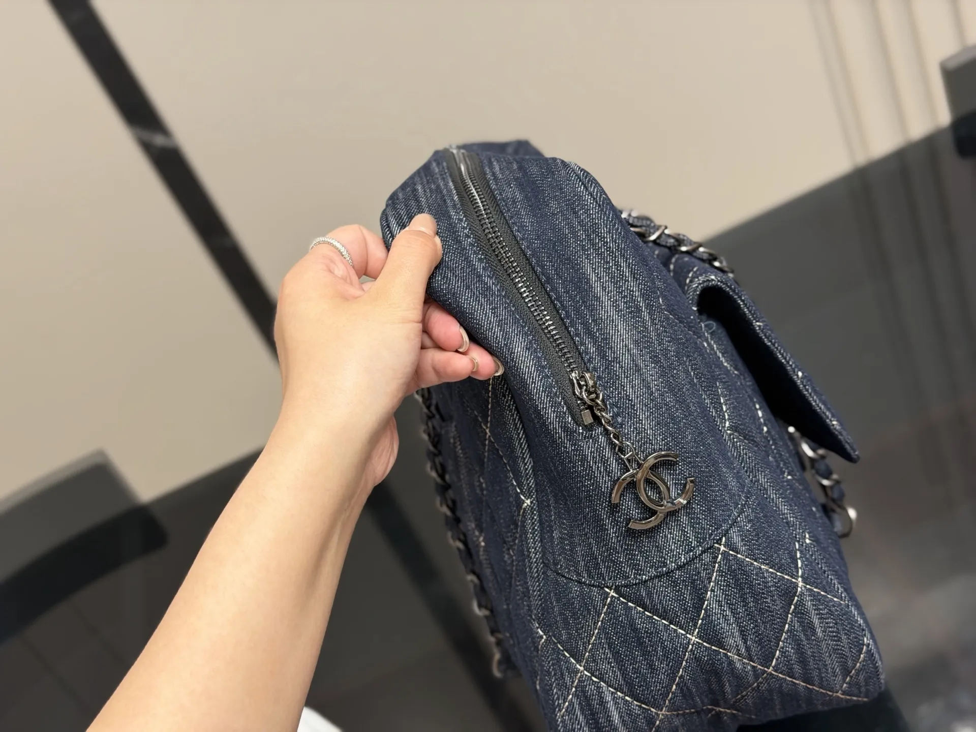 Chanel Quilted Denim Bowling Bag D39017982 — view 6