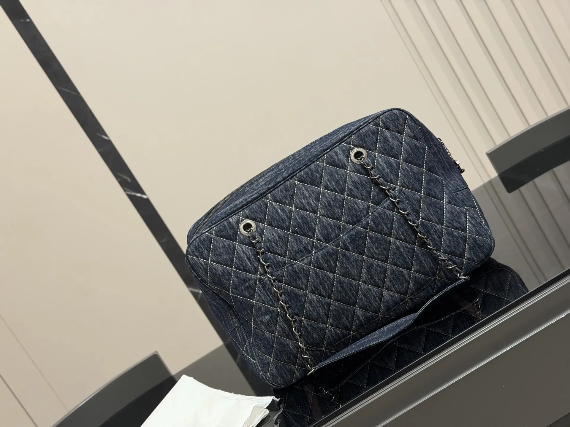 Chanel Quilted Denim Bowling Bag D39017982 — view 7