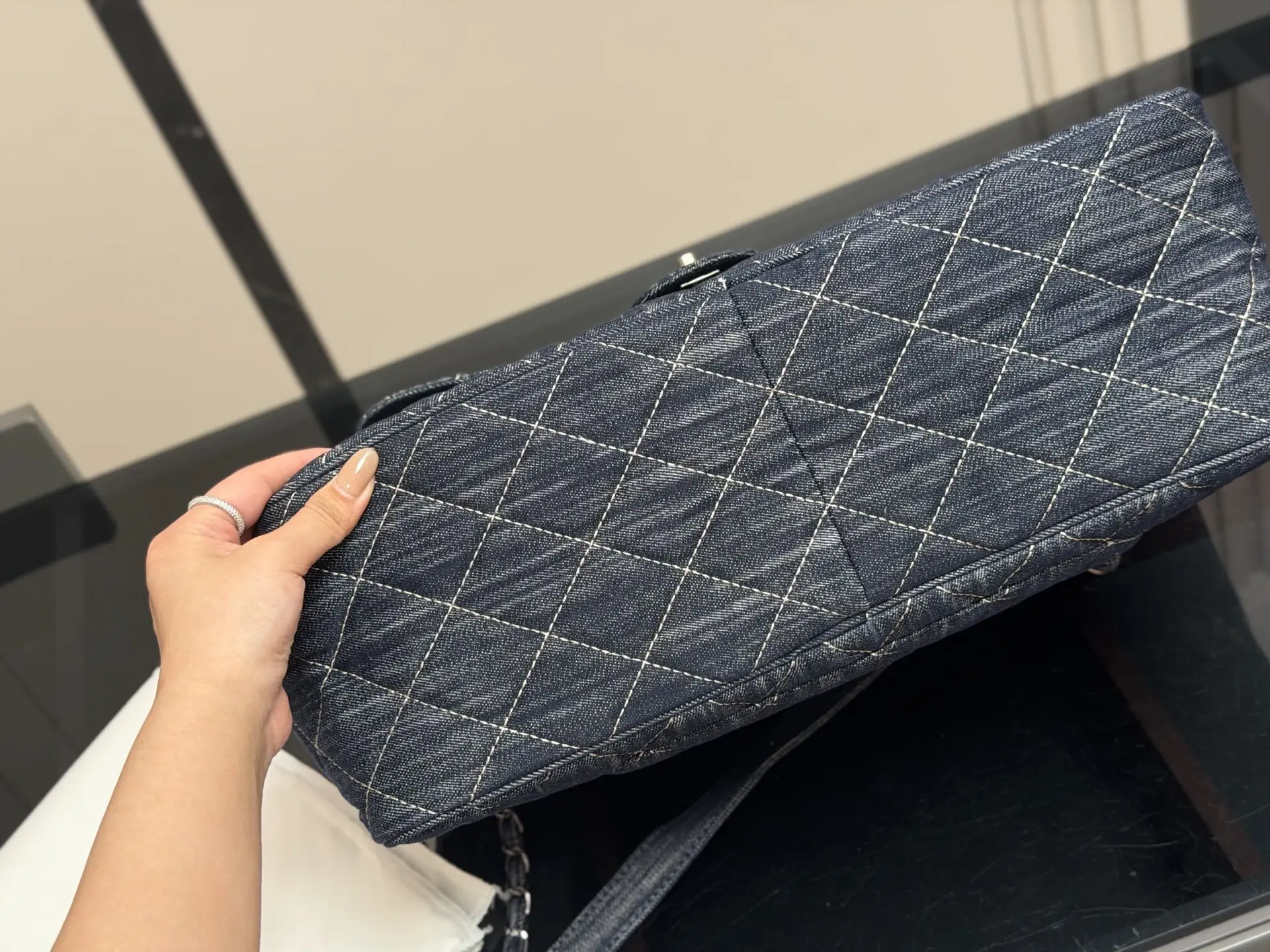 Chanel Quilted Denim Bowling Bag D39017982 — view 8