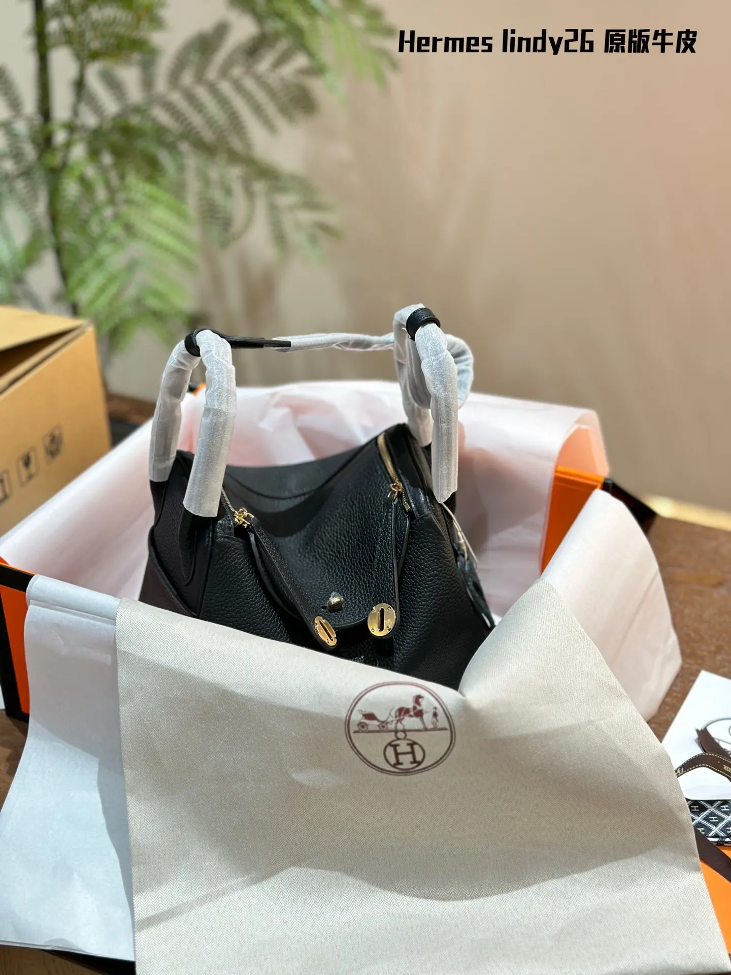 Lindy Grained Leather Top-Handle Bag D43017818 — view 3