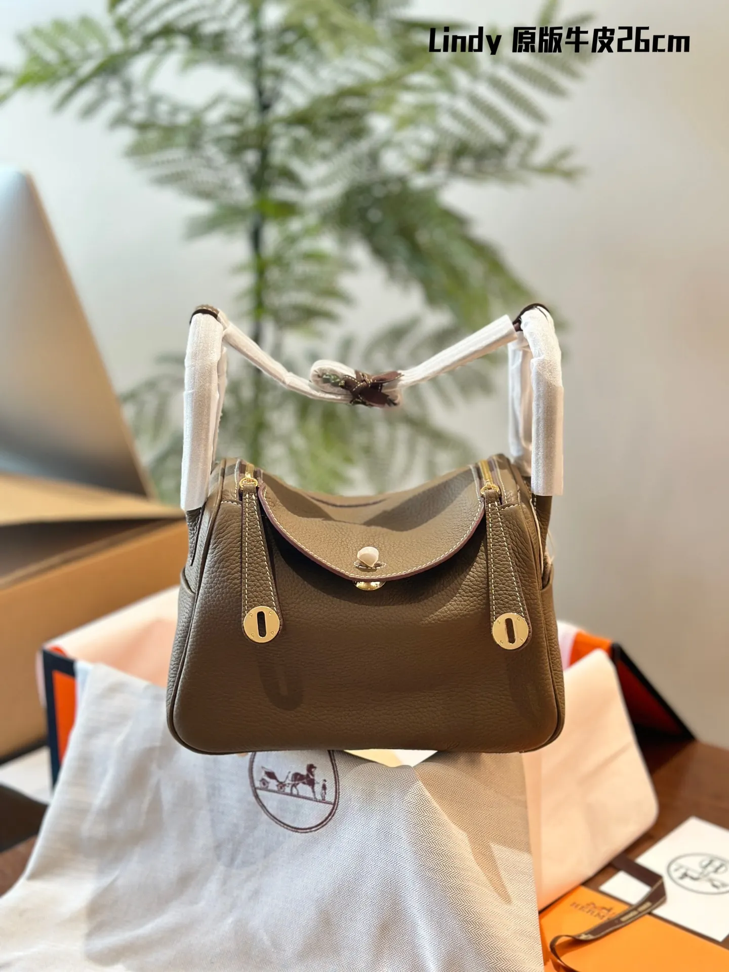 Lindy Grained Leather Top-Handle Bag D43017818 — view 10