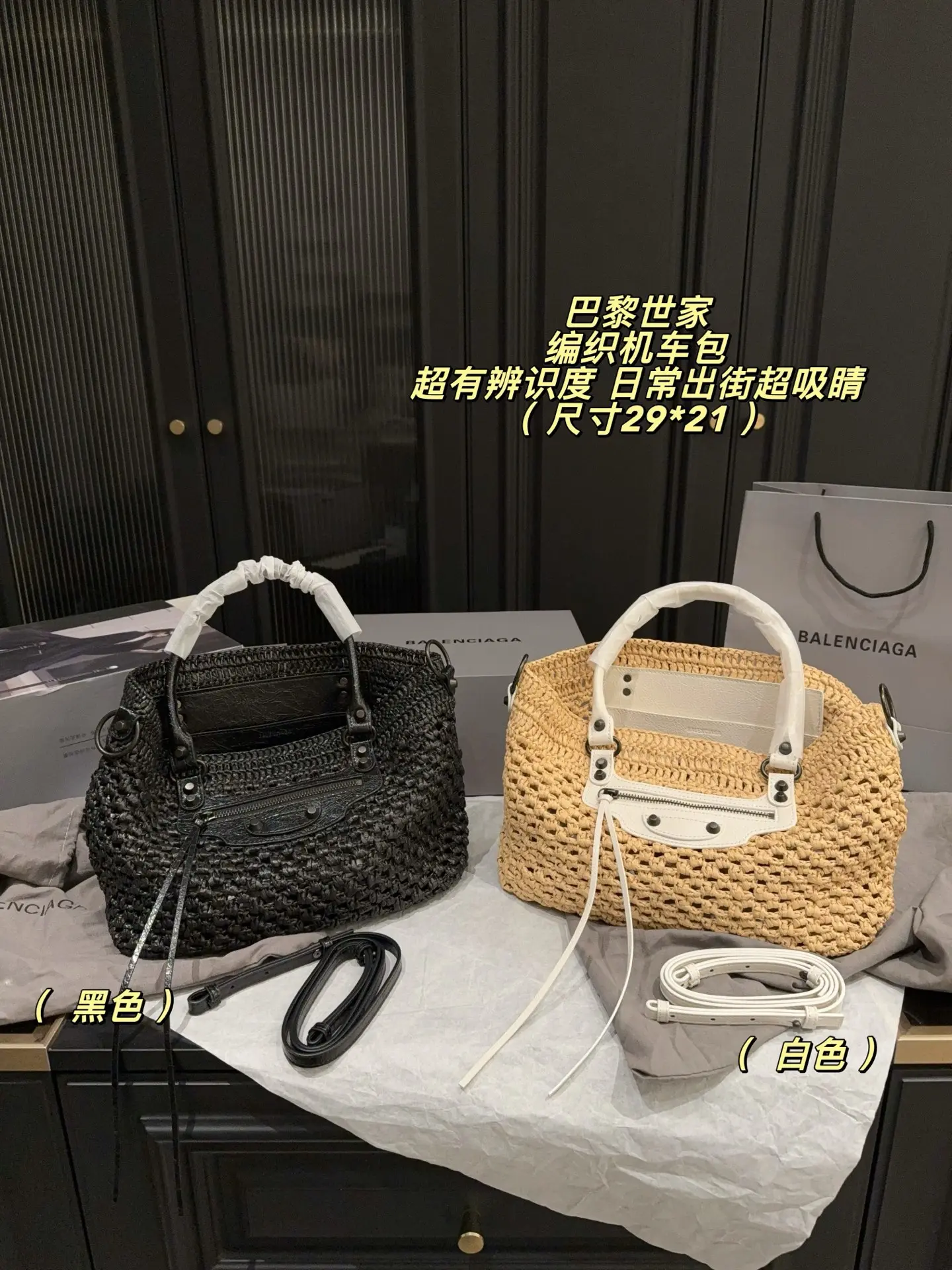 Le City Raffia & Leather Top-Handle Bag D43017811