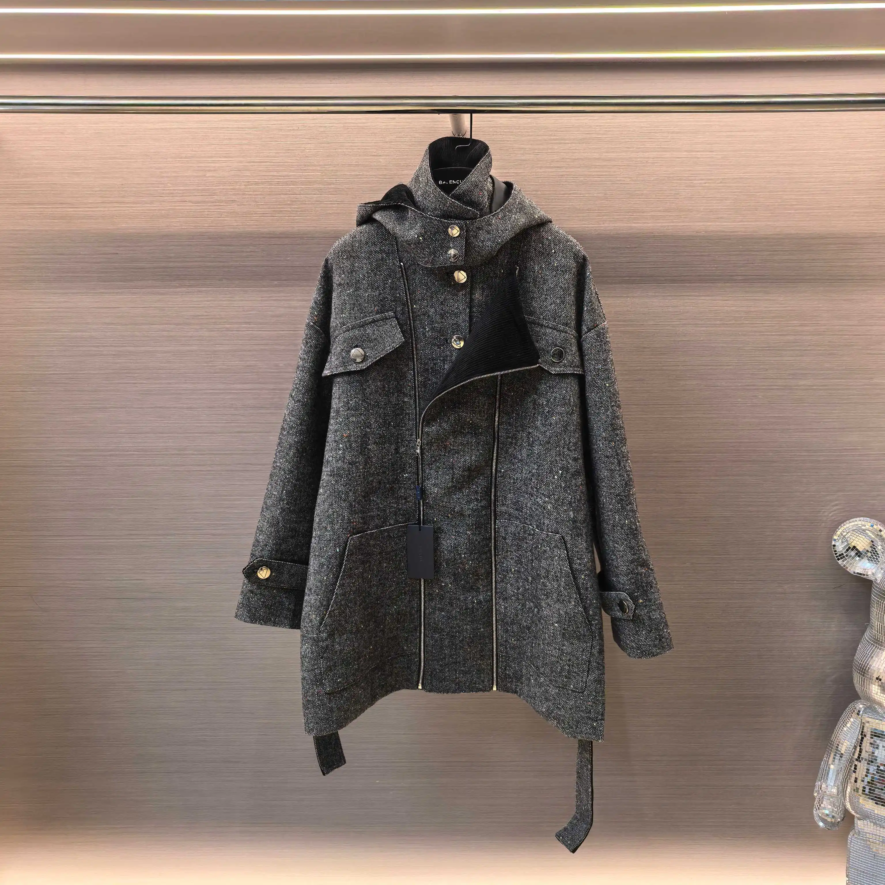 Belted Hooded Wool-Blend Coat D44522415 — view 2