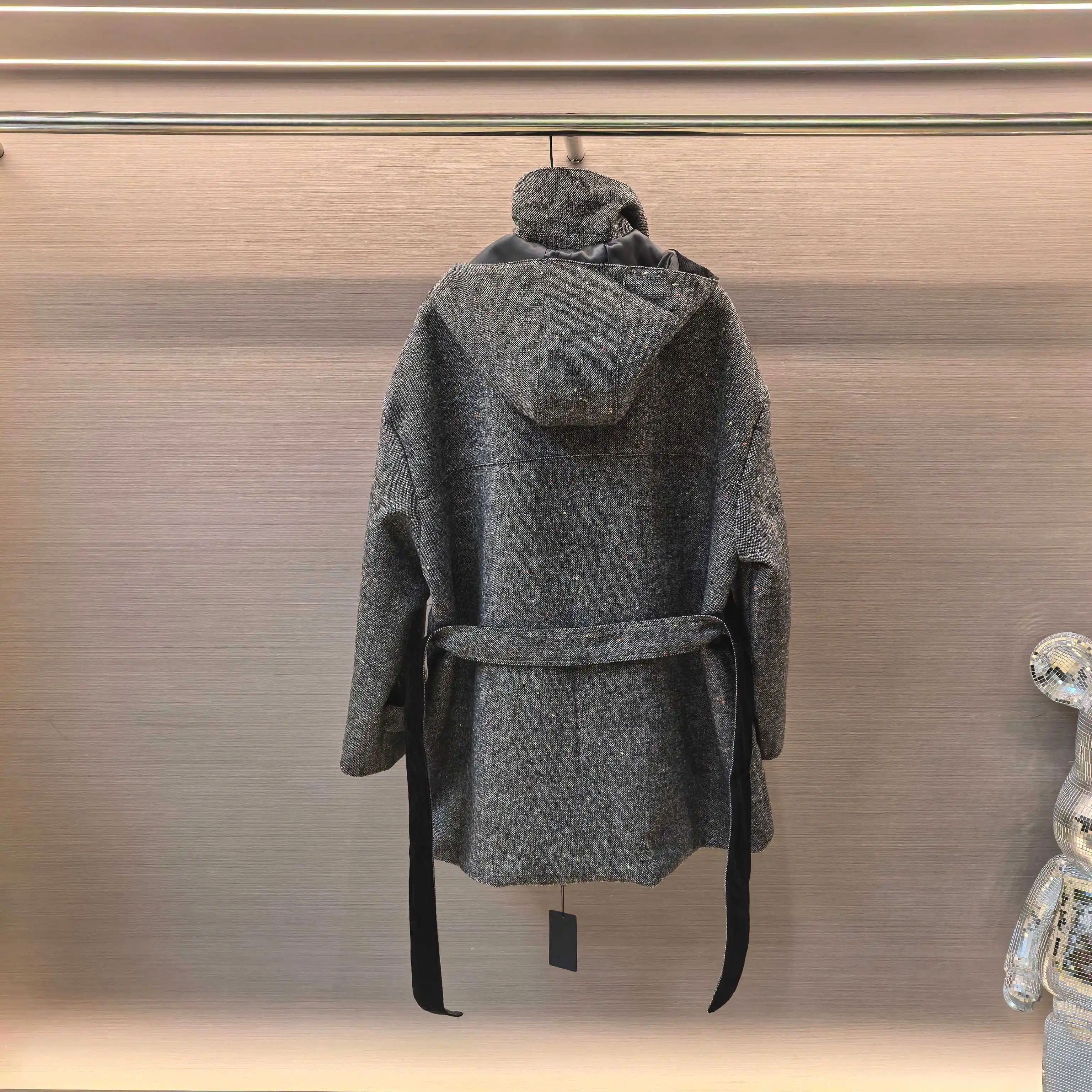 Belted Hooded Wool-Blend Coat D44522415 — view 3