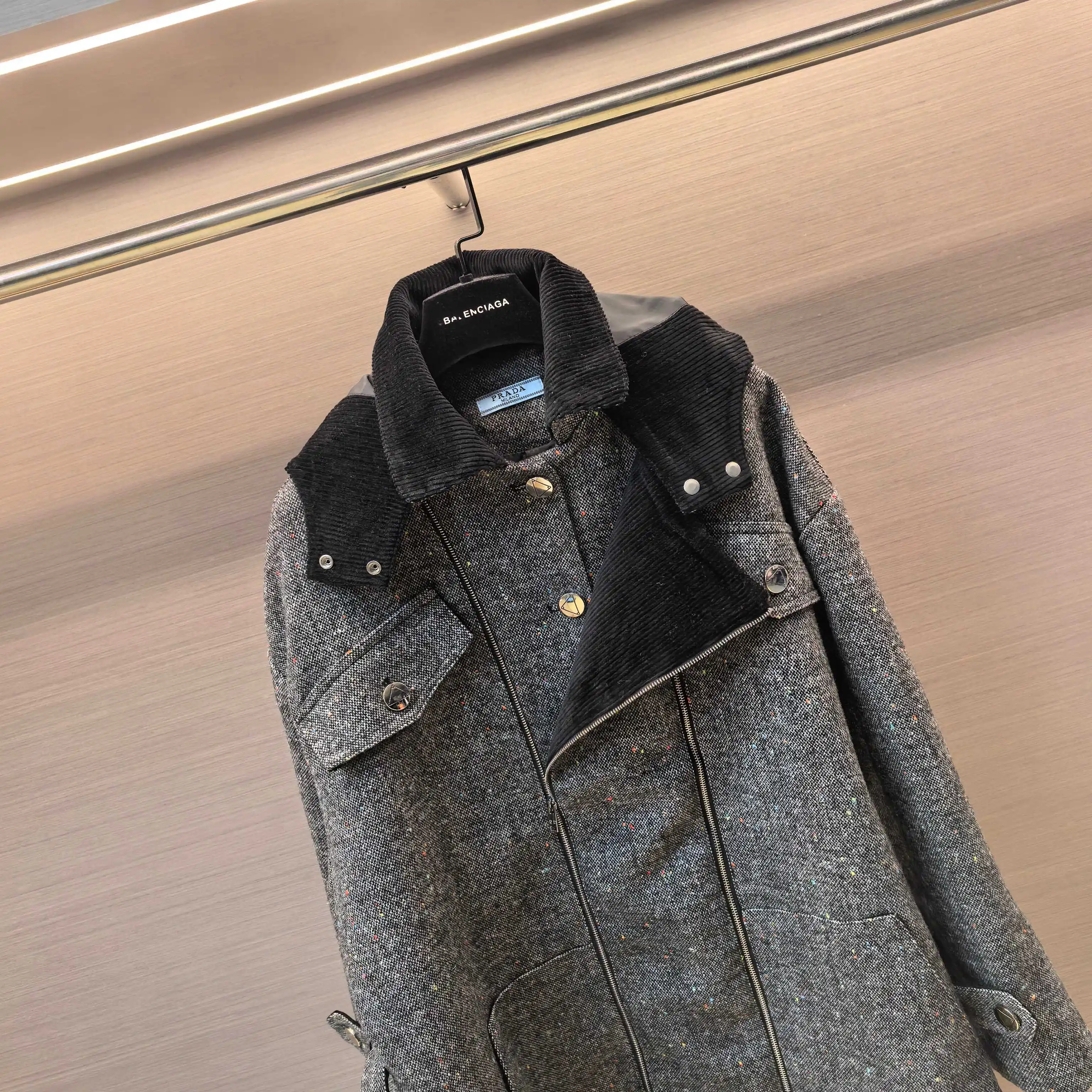 Belted Hooded Wool-Blend Coat D44522415 — view 8