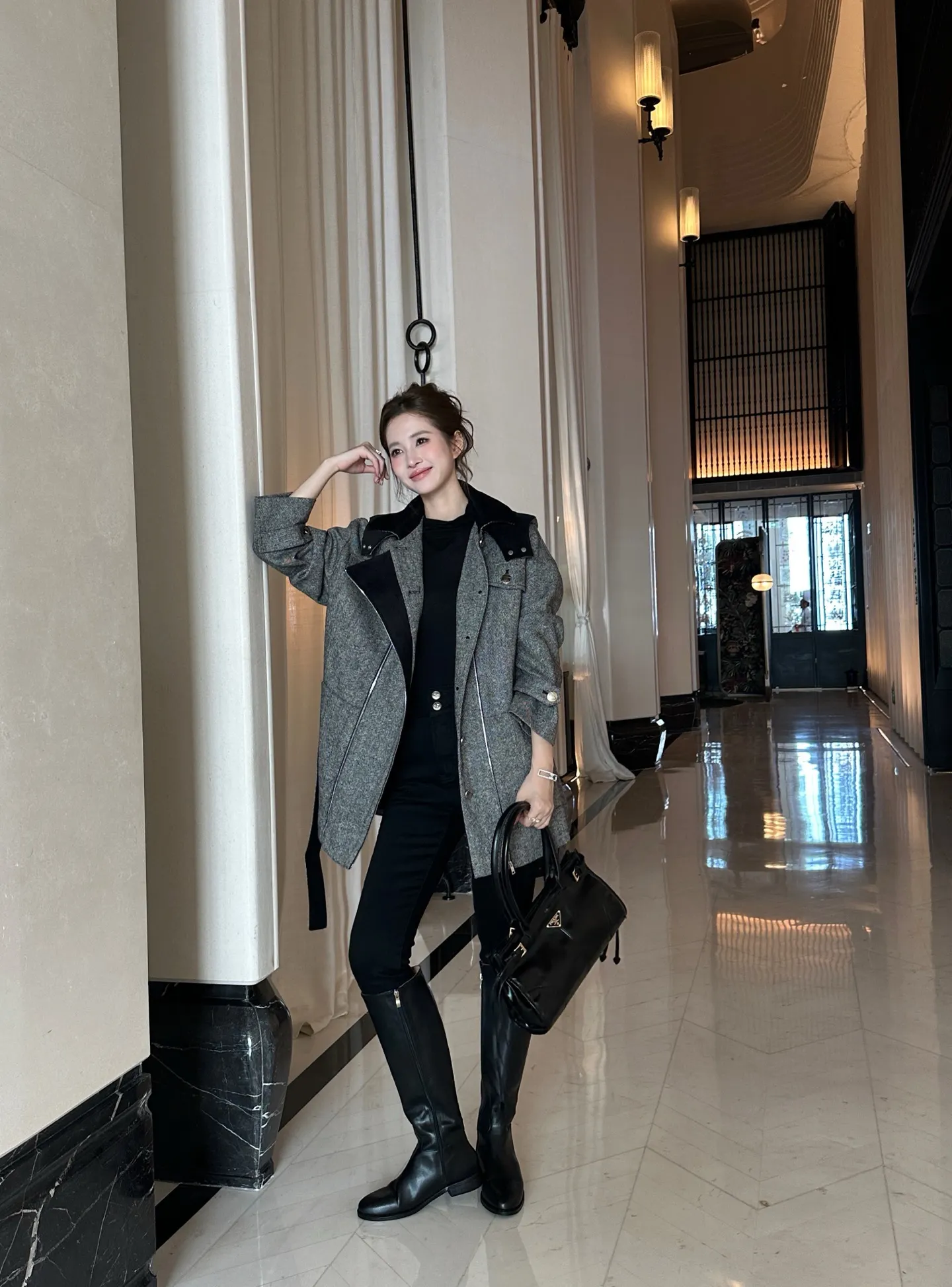 Belted Hooded Wool-Blend Coat D44522416