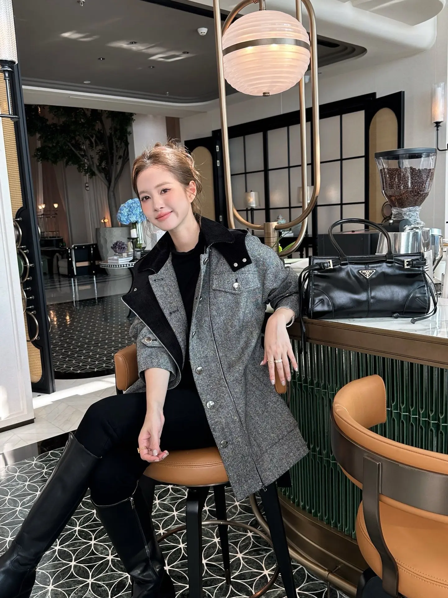 Belted Hooded Wool-Blend Coat D44522416 — view 3