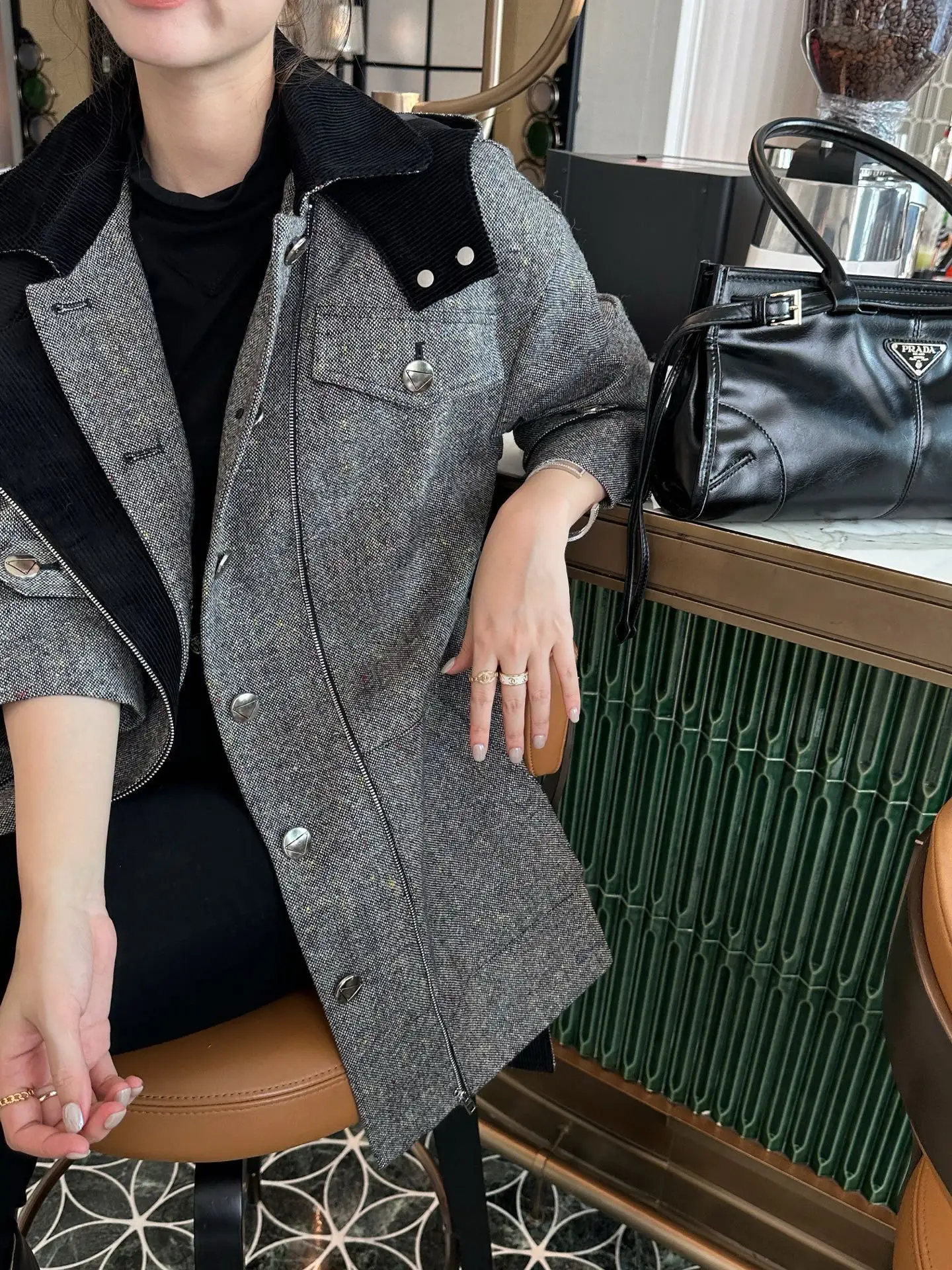 Belted Hooded Wool-Blend Coat D44522416 — view 4
