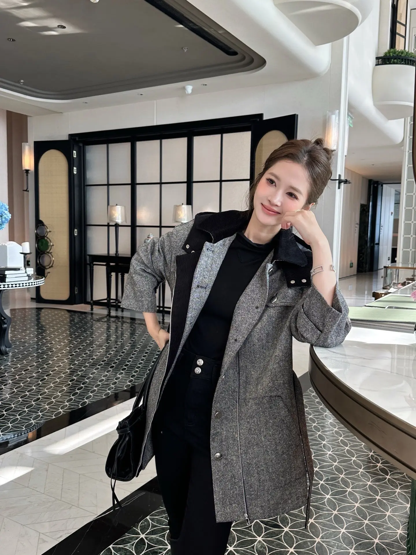 Belted Hooded Wool-Blend Coat D44522416 — view 8
