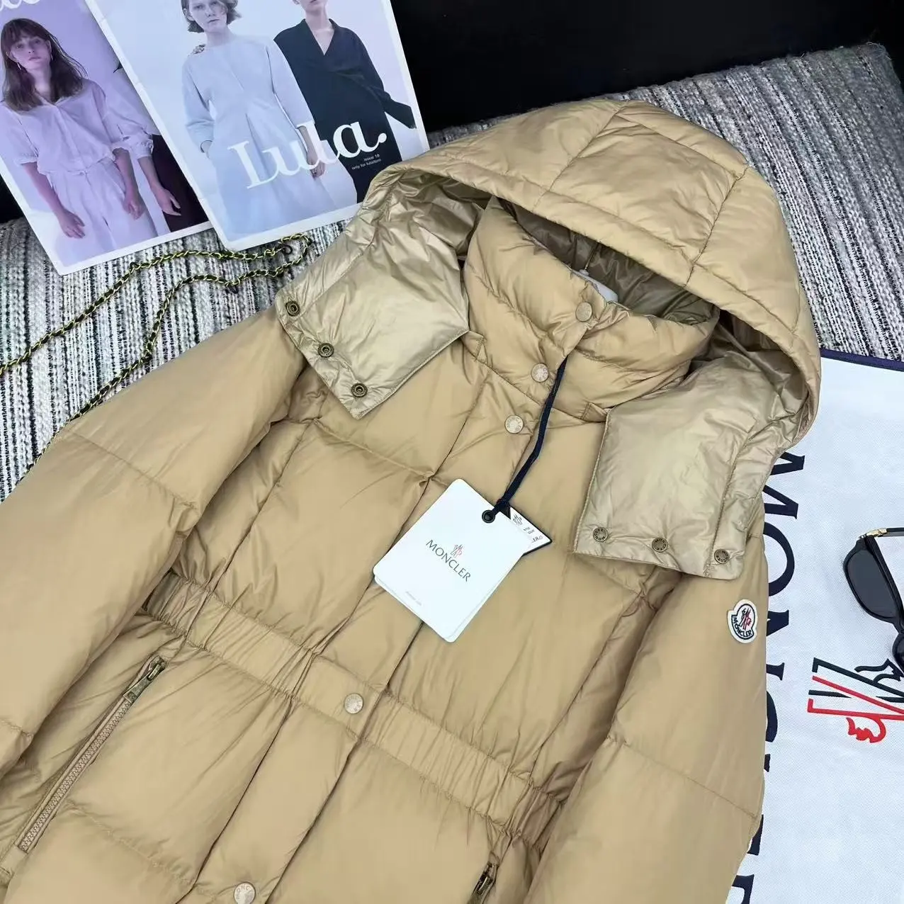 Hooded Drawstring Waist Down Puffer Jacket D59020888 — view 2