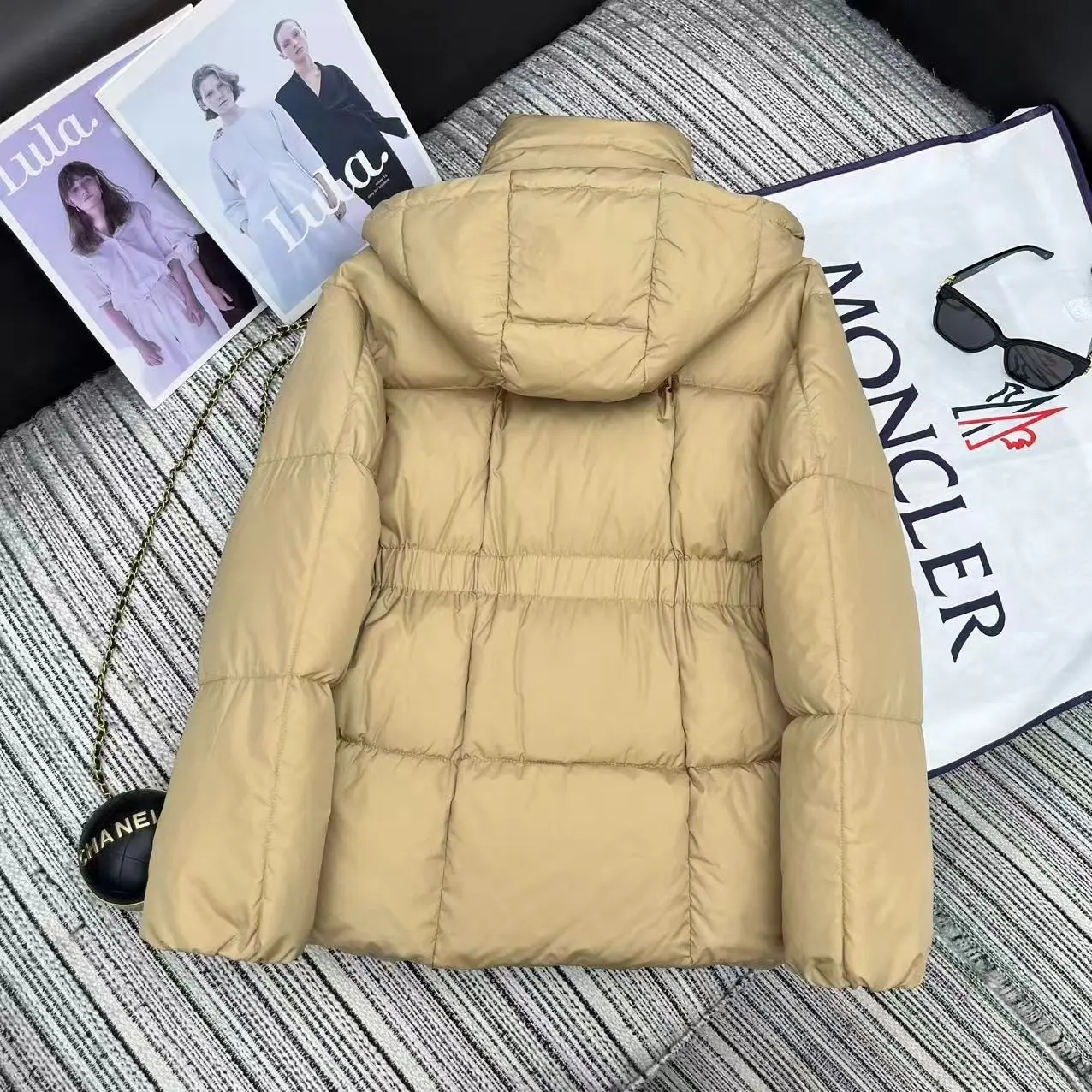 Hooded Drawstring Waist Down Puffer Jacket D59020888 — view 7